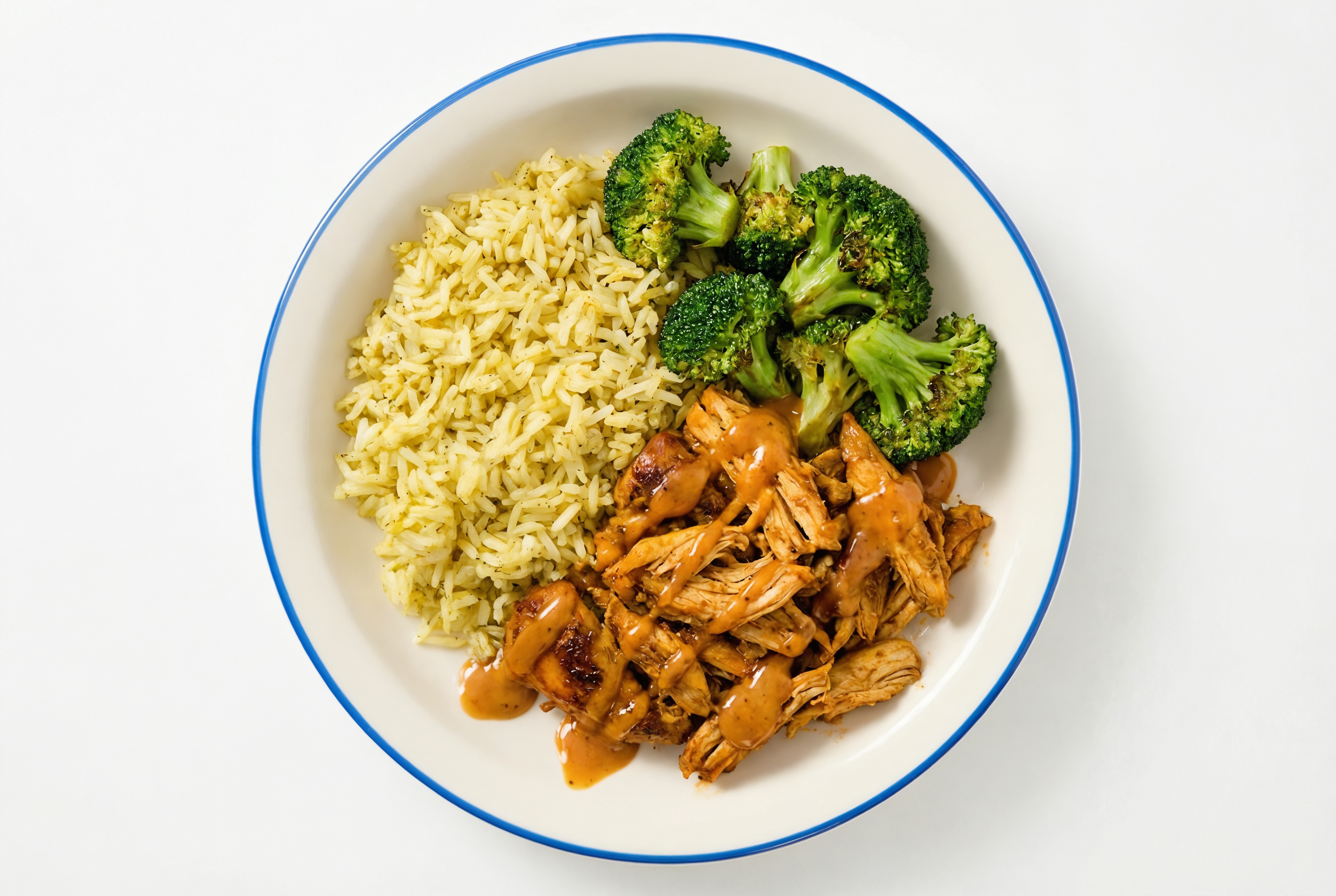 Creamy BBQ Shawarma Chicken Rice Bowl with Broccoli Florets