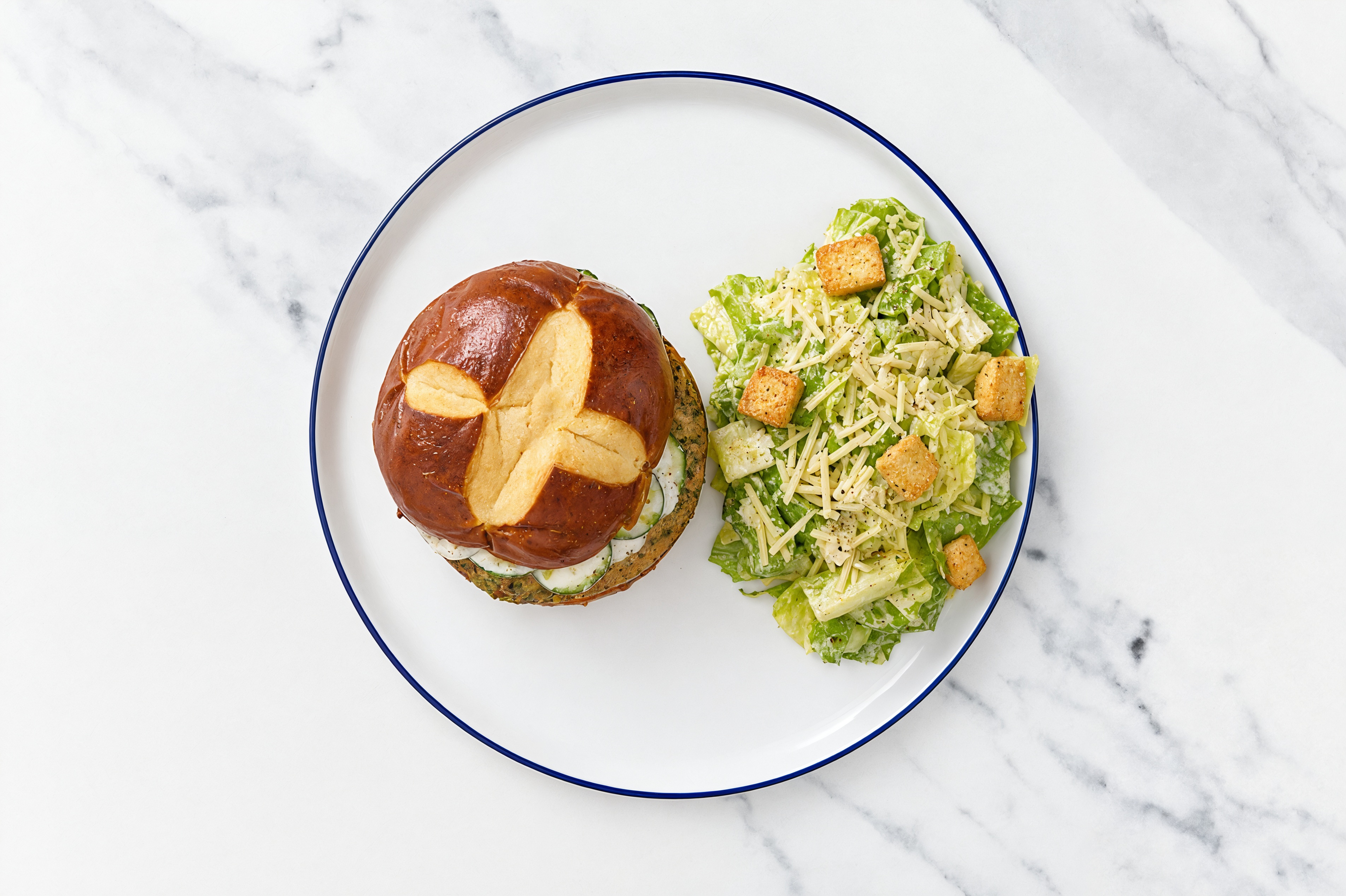 Garlicky Feta Turkey Burger + Caesar Salad