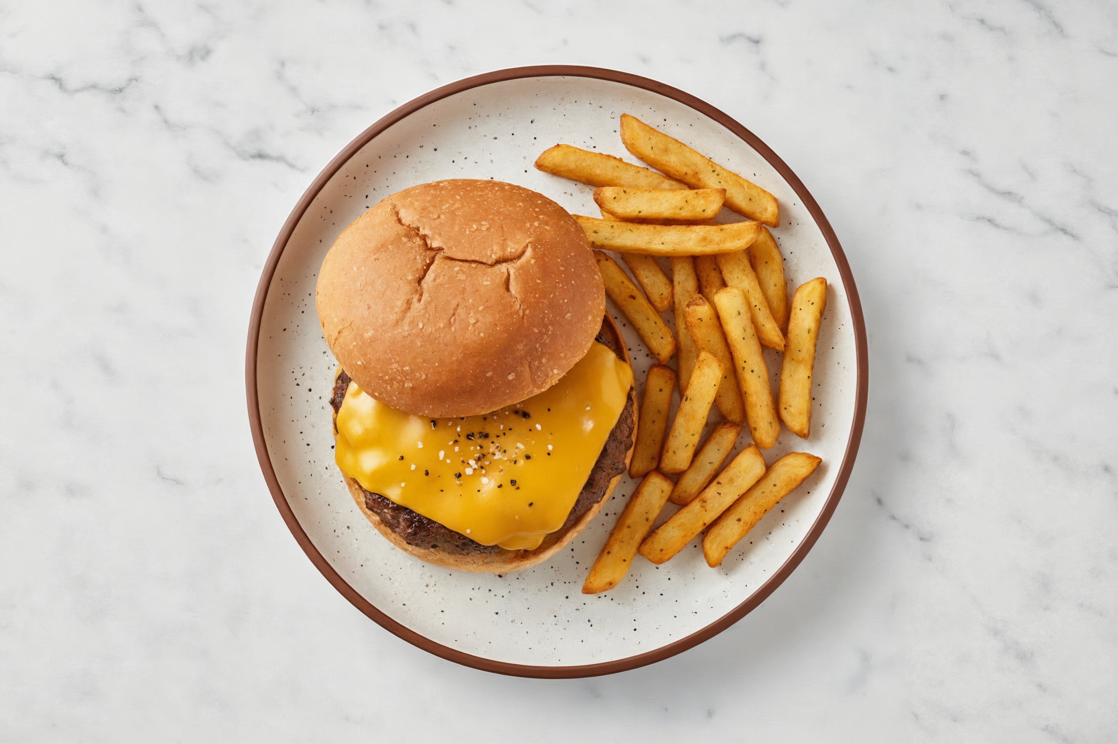 Herby Classic Brisket Cheeseburger + Fries