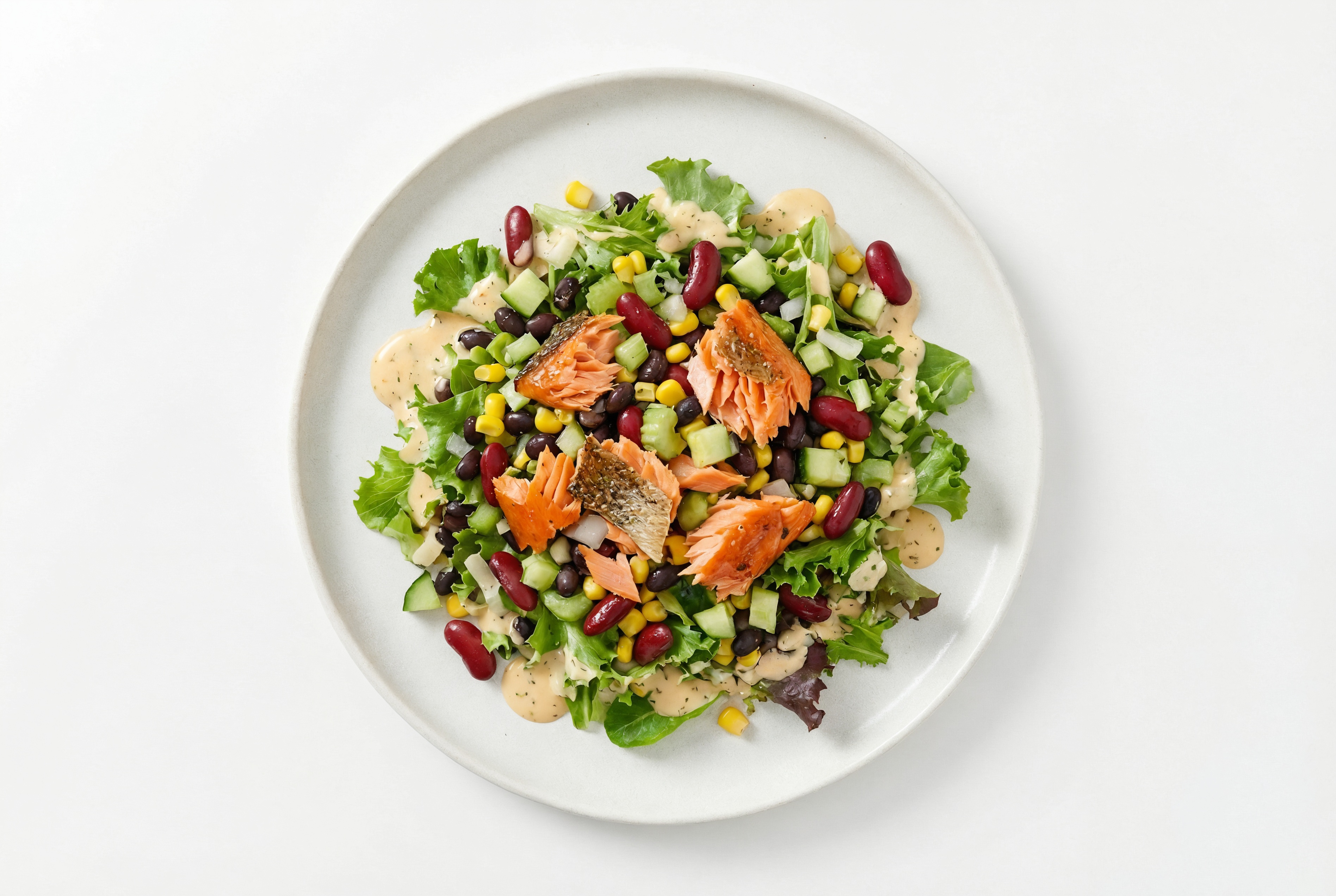 Buffalo Ranch Spring Mix Salad with Sockeye Salmon & Black Beans