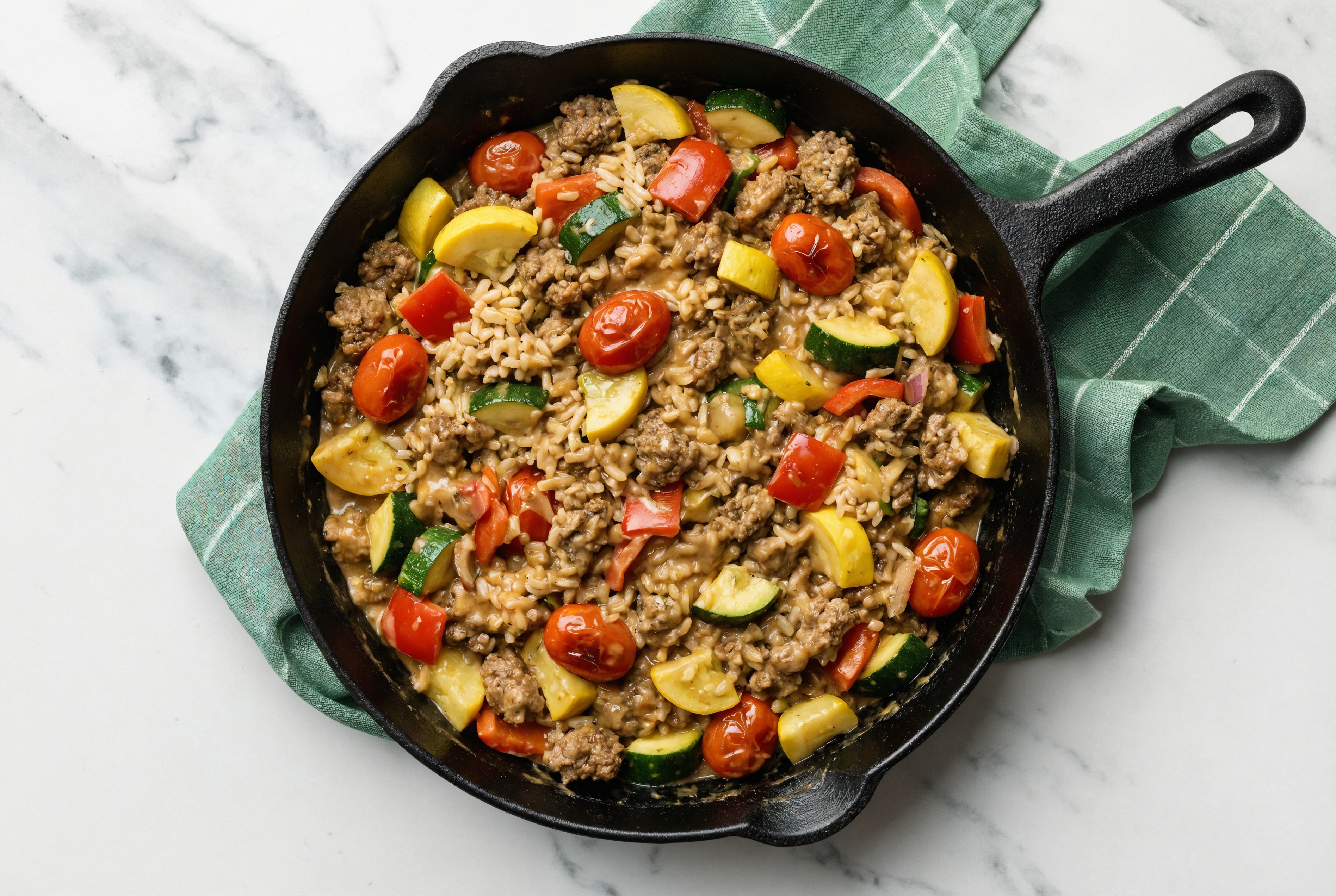 Herby Thai Peanut Squash + Ground Italian-Style Beef Stir-Fry