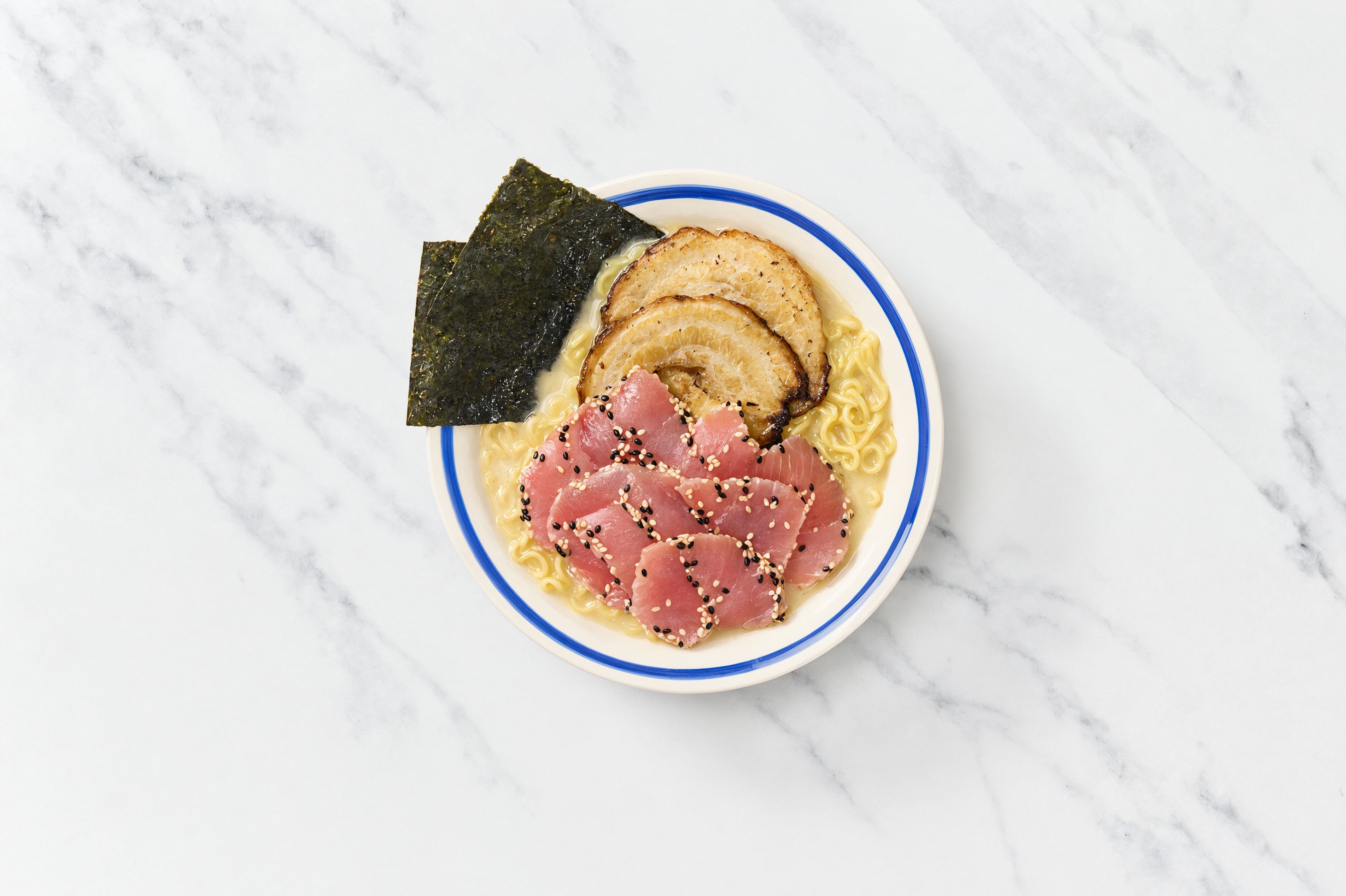 Sesame Crusted Ahi Tuna Tonkotsu Ramen Bowl