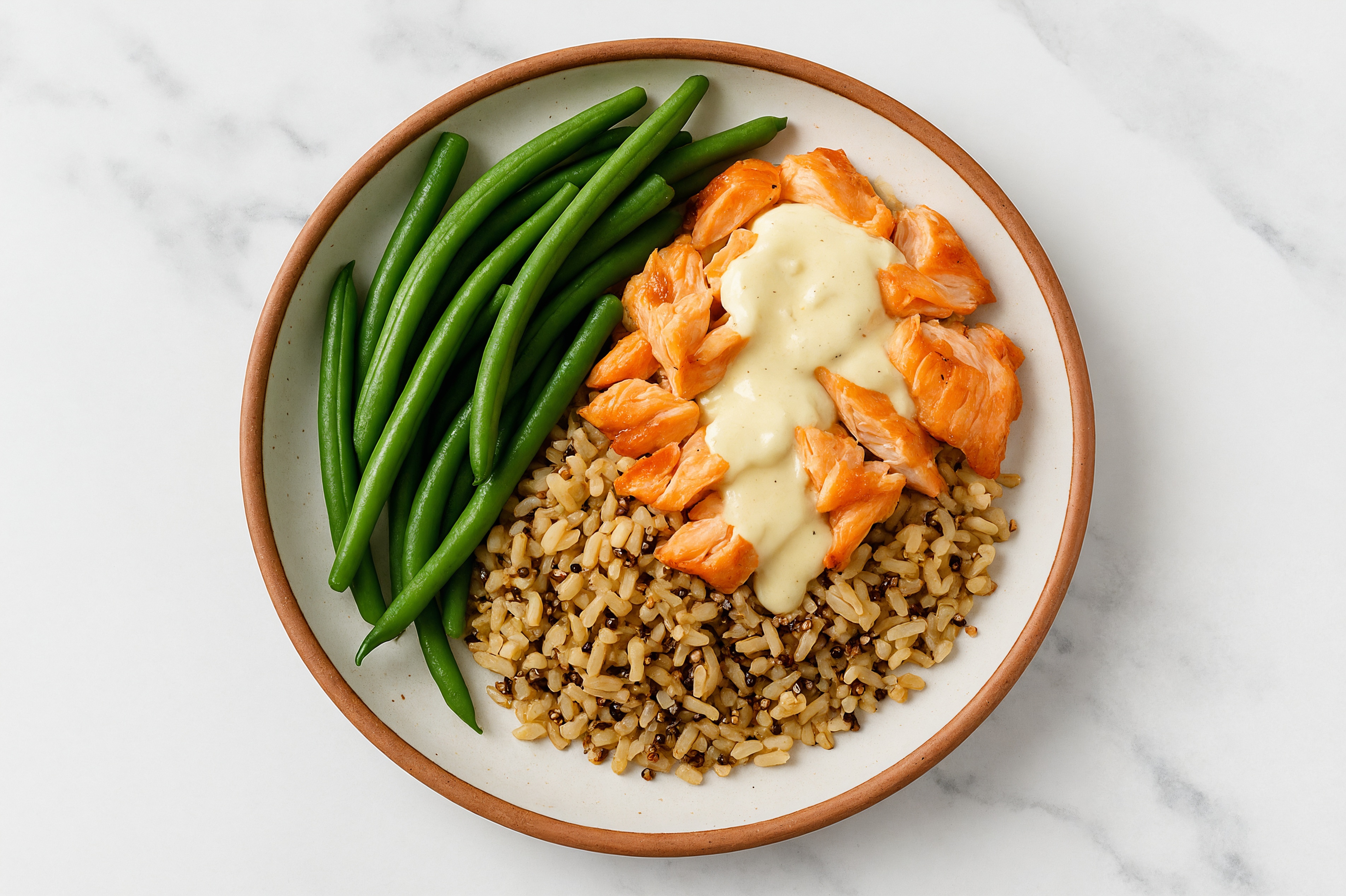 Creamy Garlic Smoked Salmon + Organic Green Bean Bowl