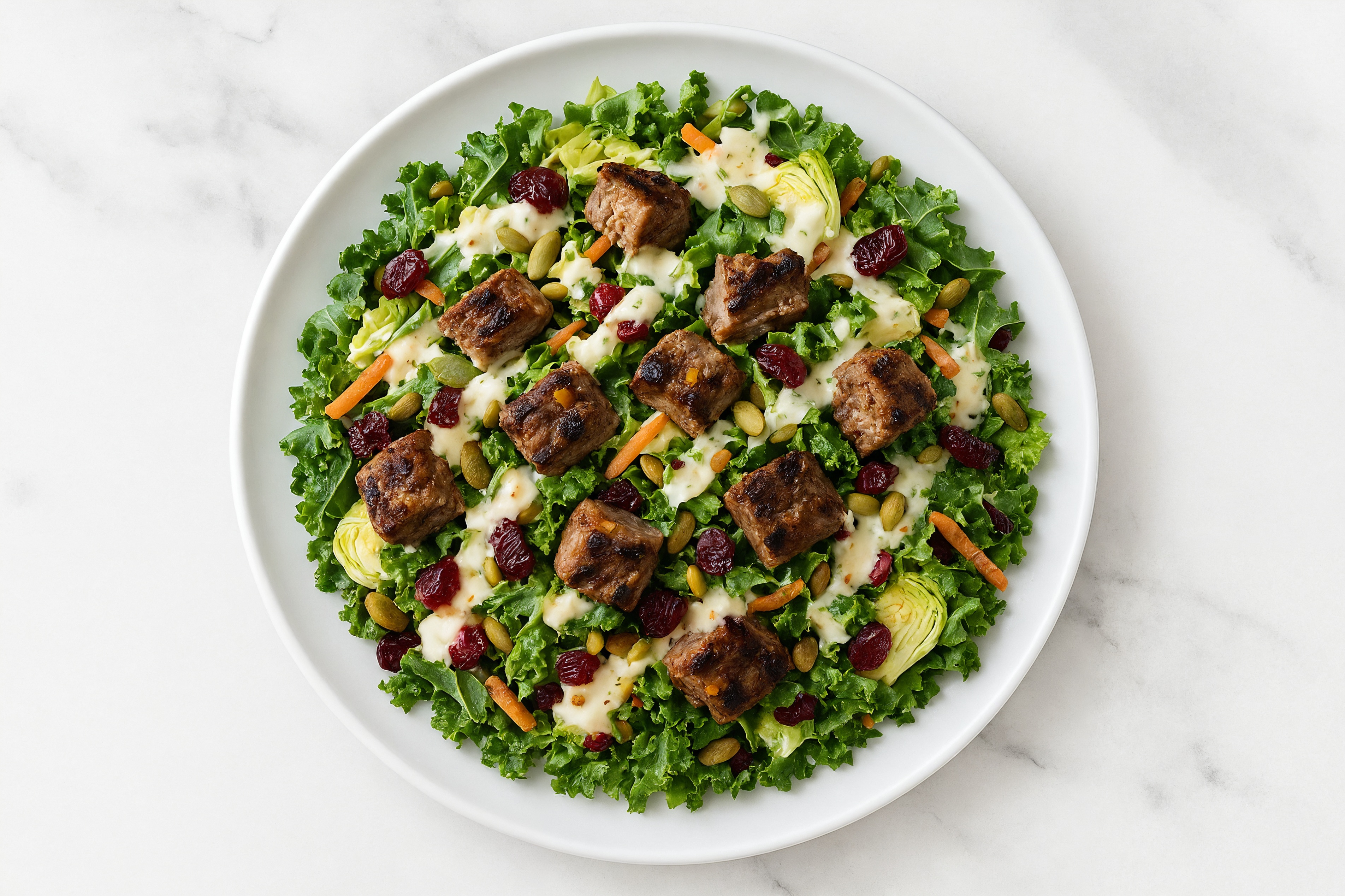 Sweet Kale Salad with Bacon + Cheddar Beef