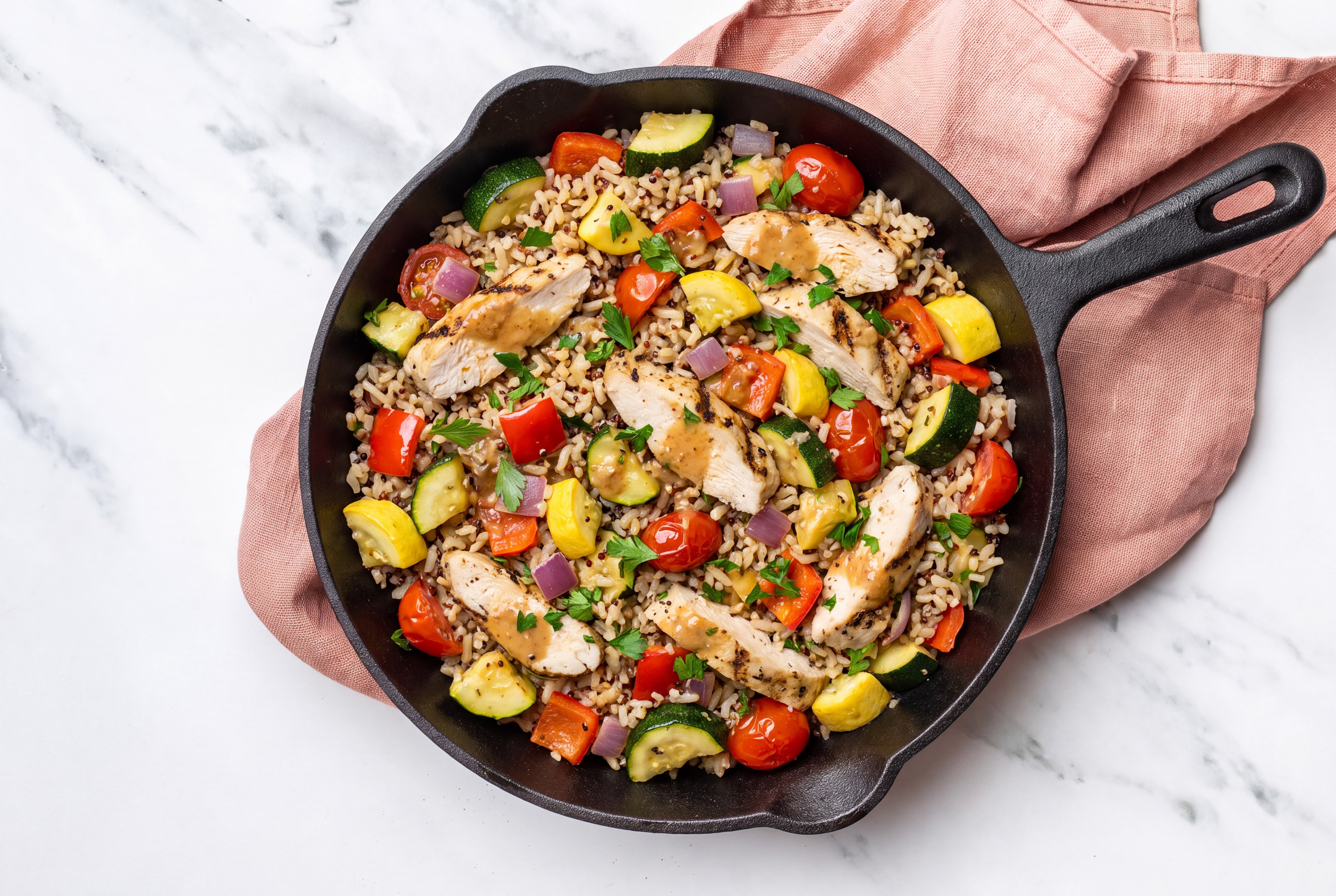 Ginger Ponzu Chicken + Summer Veggie Stir-Fry
