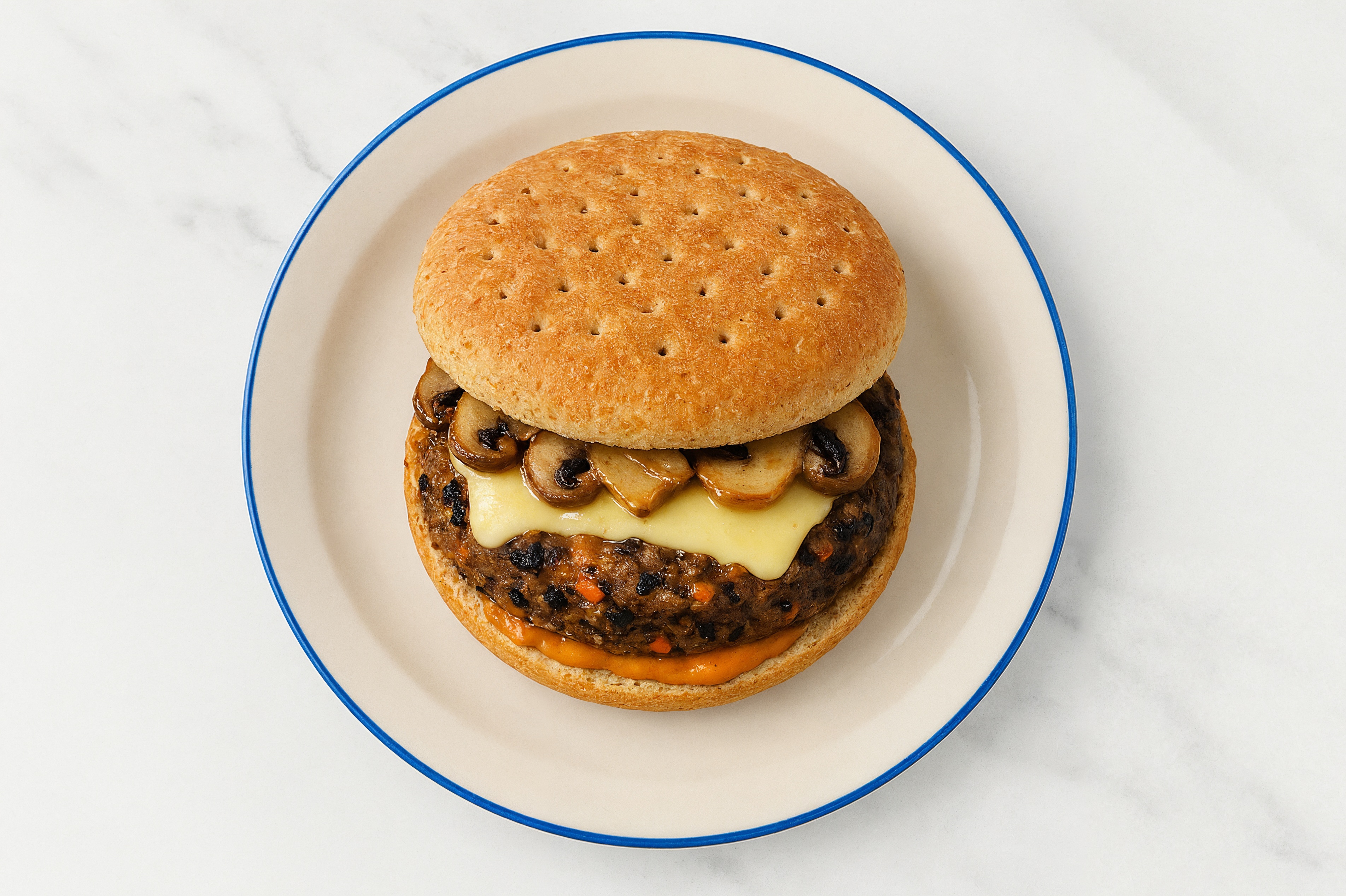  Sautéed Mushroom + Havarti Veggie Burger with Creamy Smoky BBQ