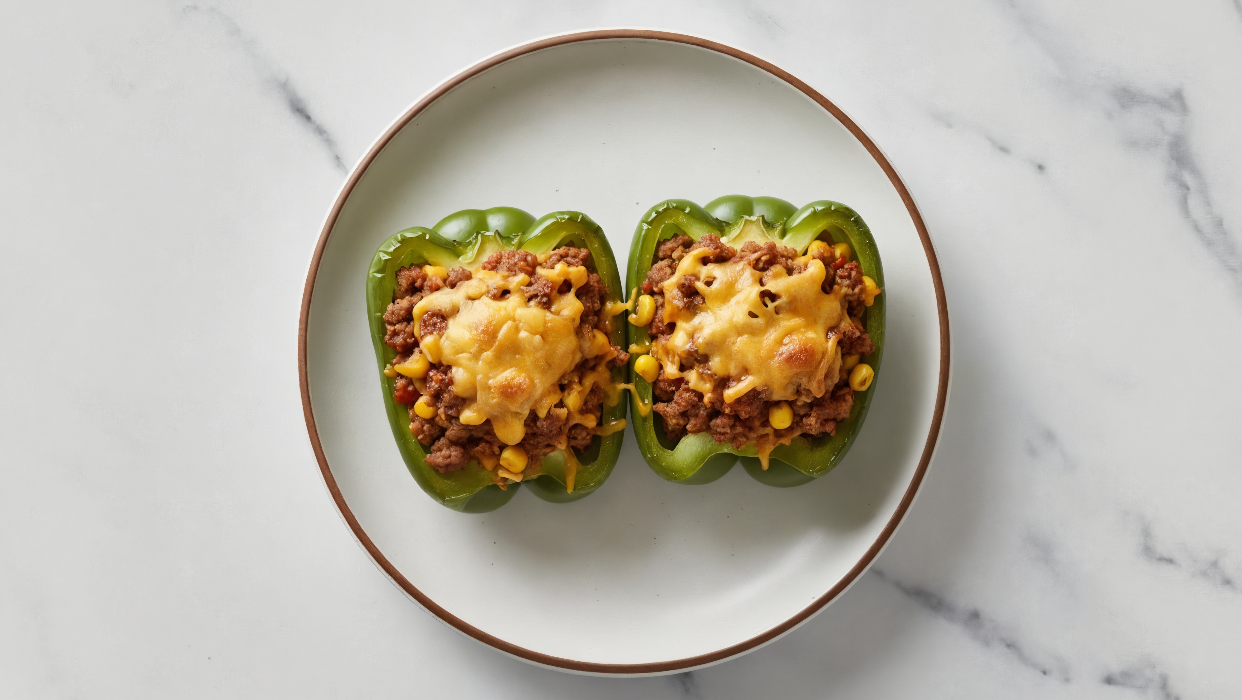 Herby Wagyu Beef Enchilada Stuffed Peppers with Shredded Sharp Cheddar Cheese