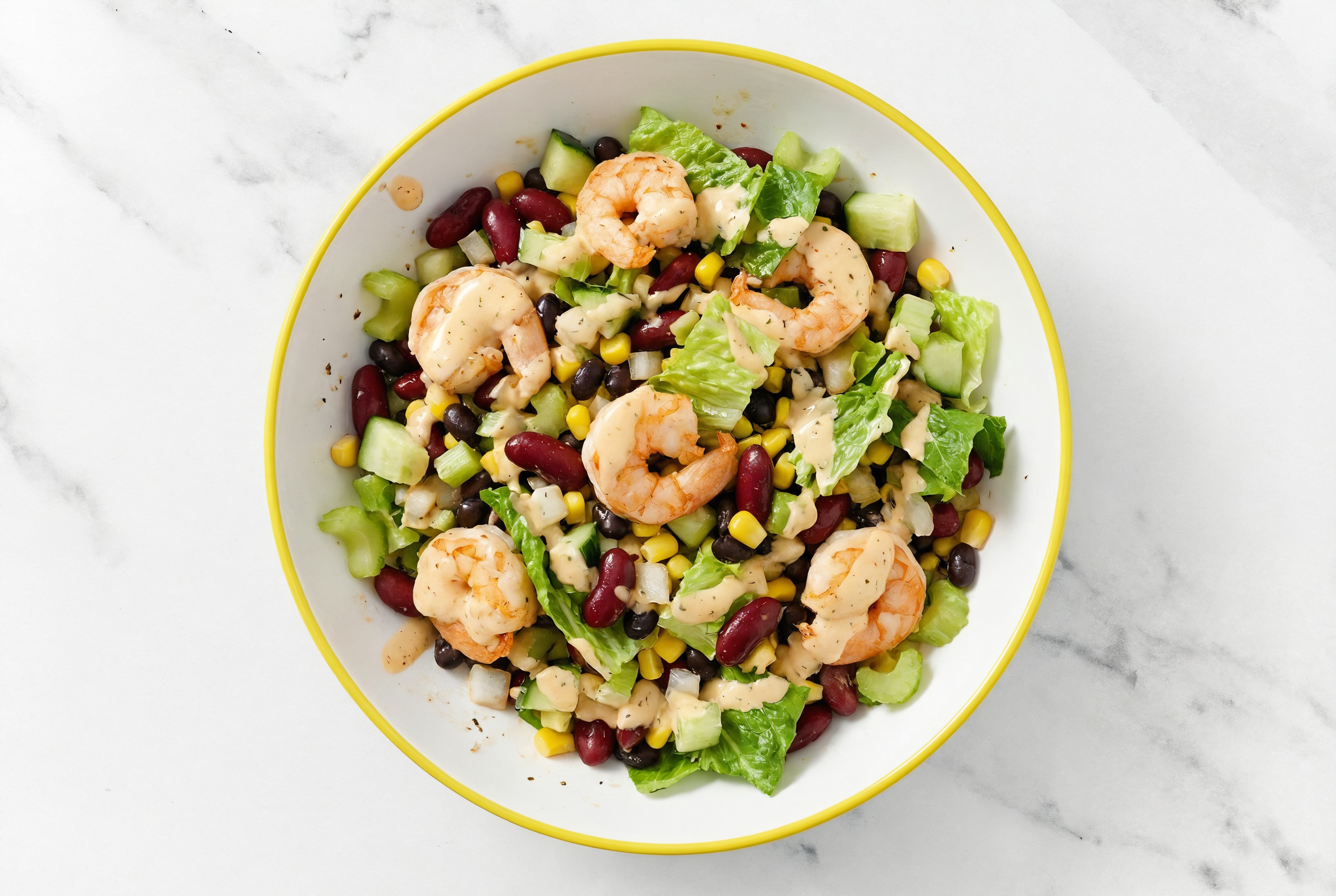 Shrimp + Black Bean Buffalo Ranch Salad