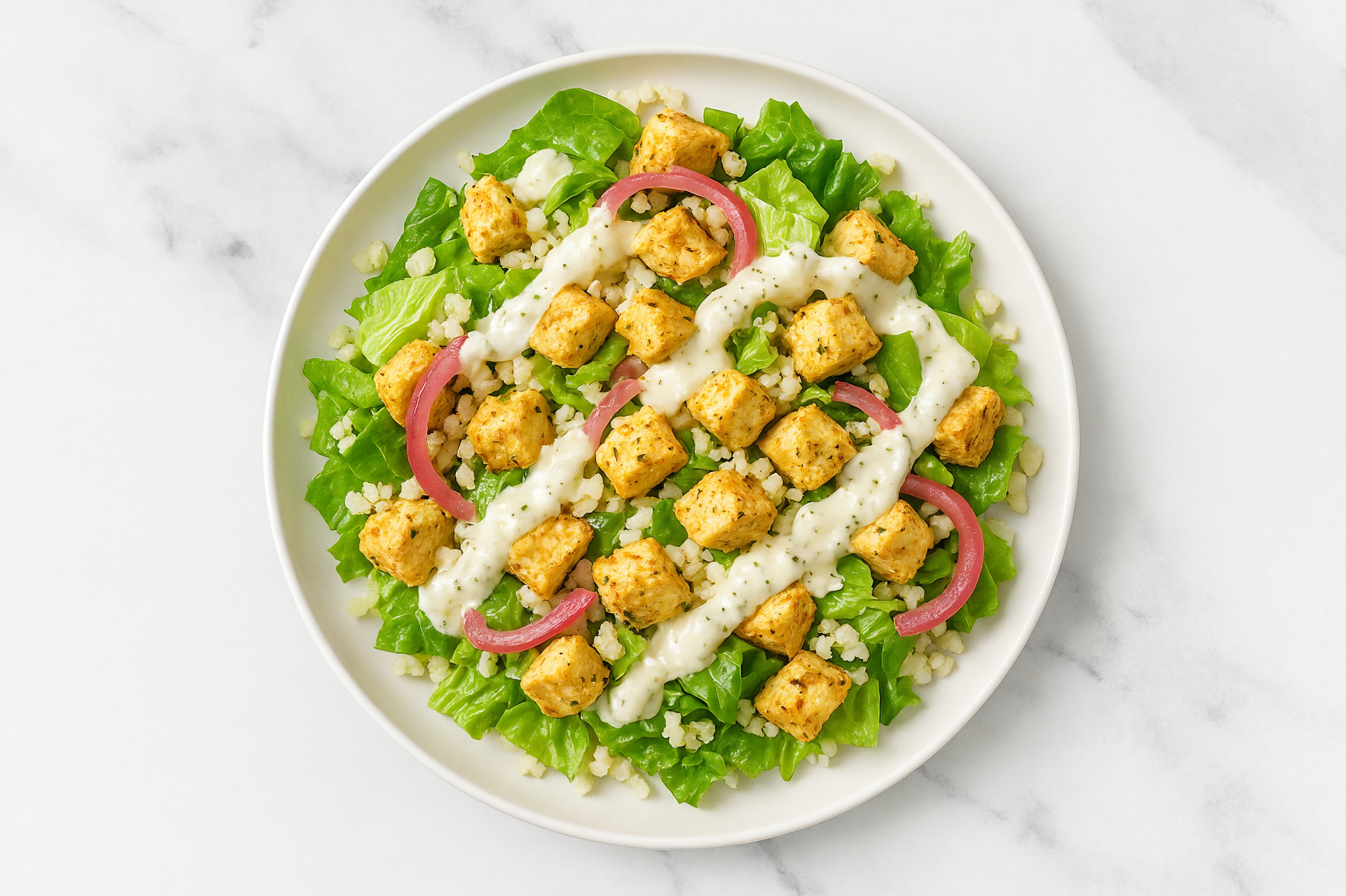 Creamy Ranch Cauli-Rice Tofu Bowl