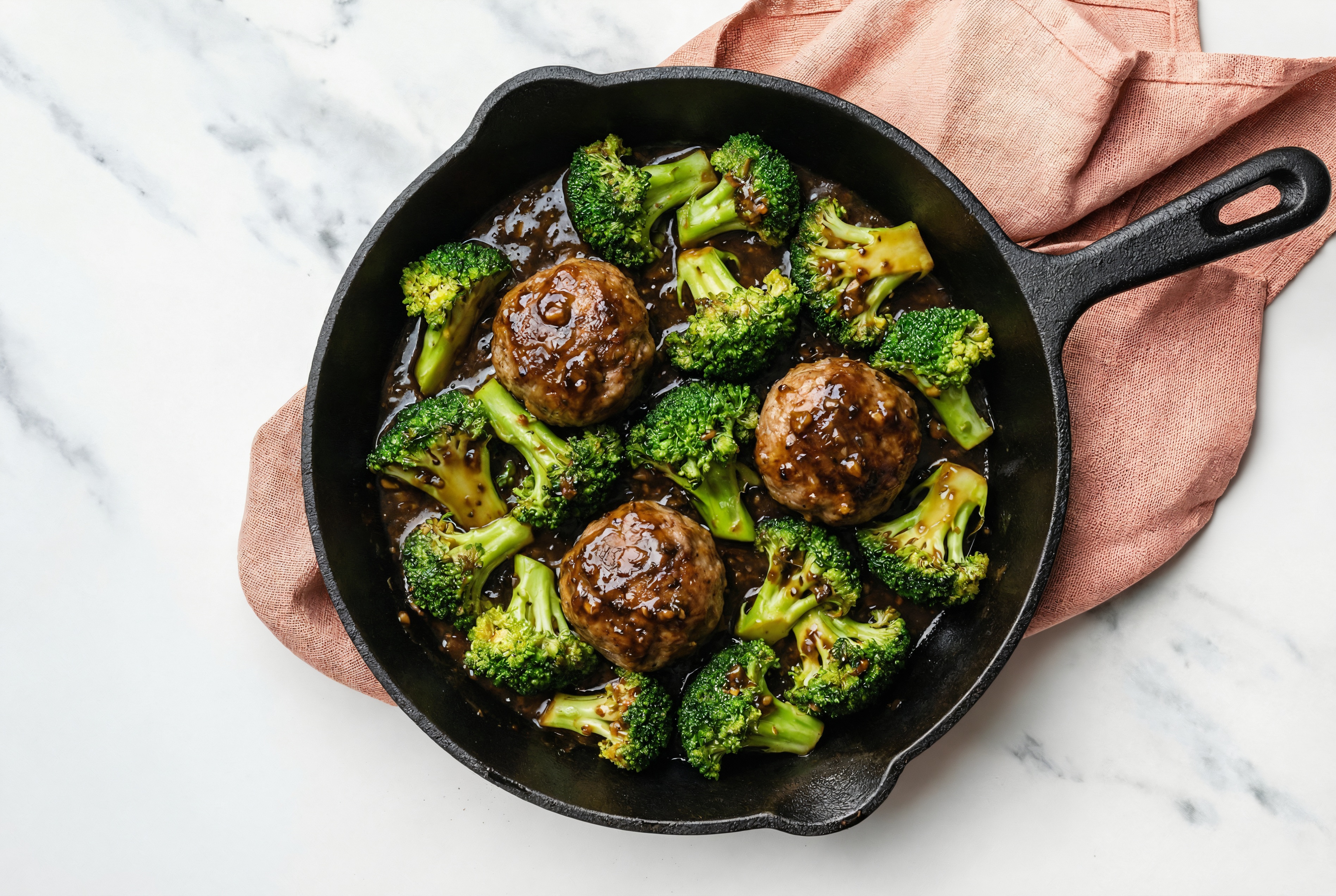 Tangy Pepper Meatball Stir-Fry with Broccoli