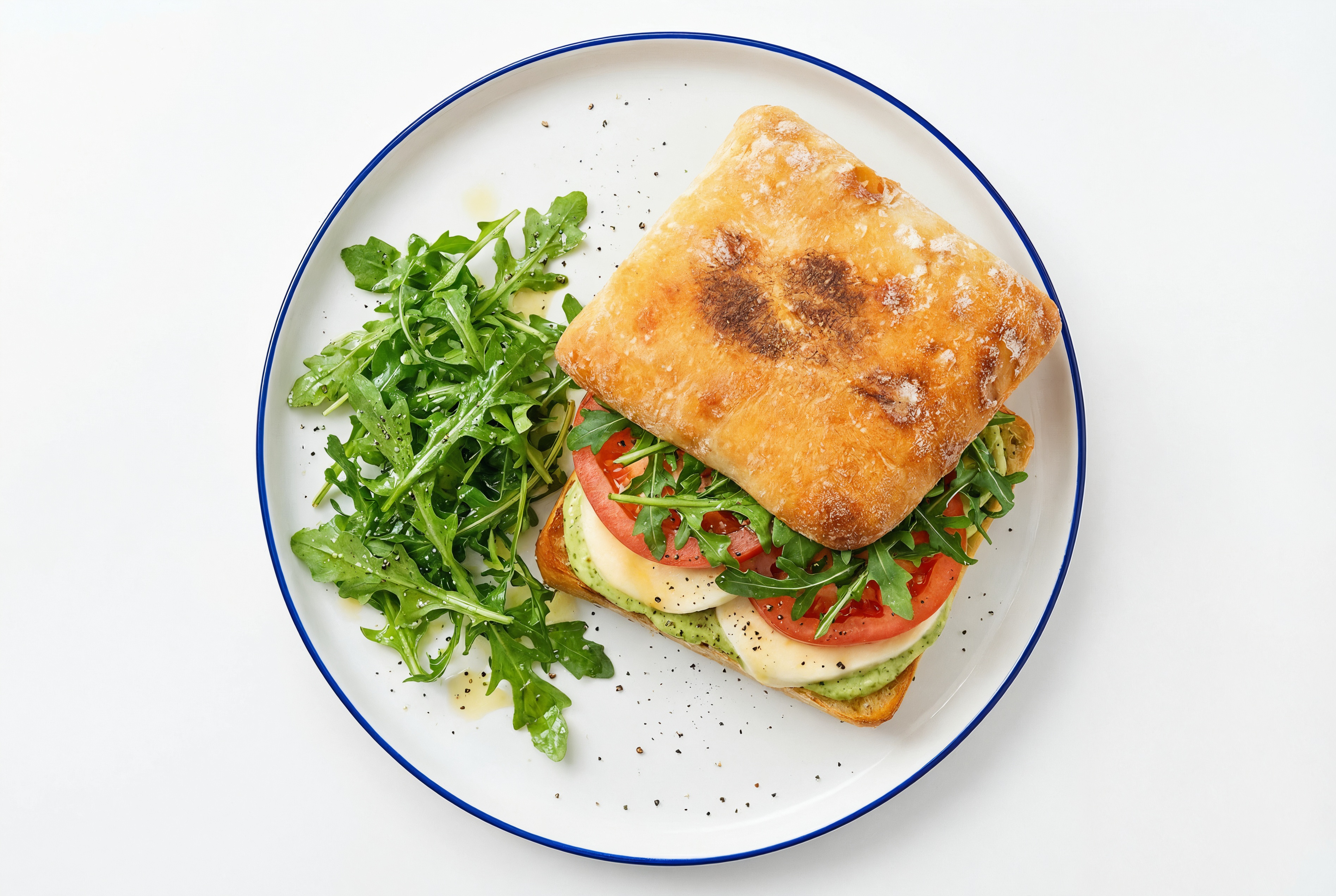 Pesto, Beefsteak Tomato + Mozz Ciabatta Sandwich