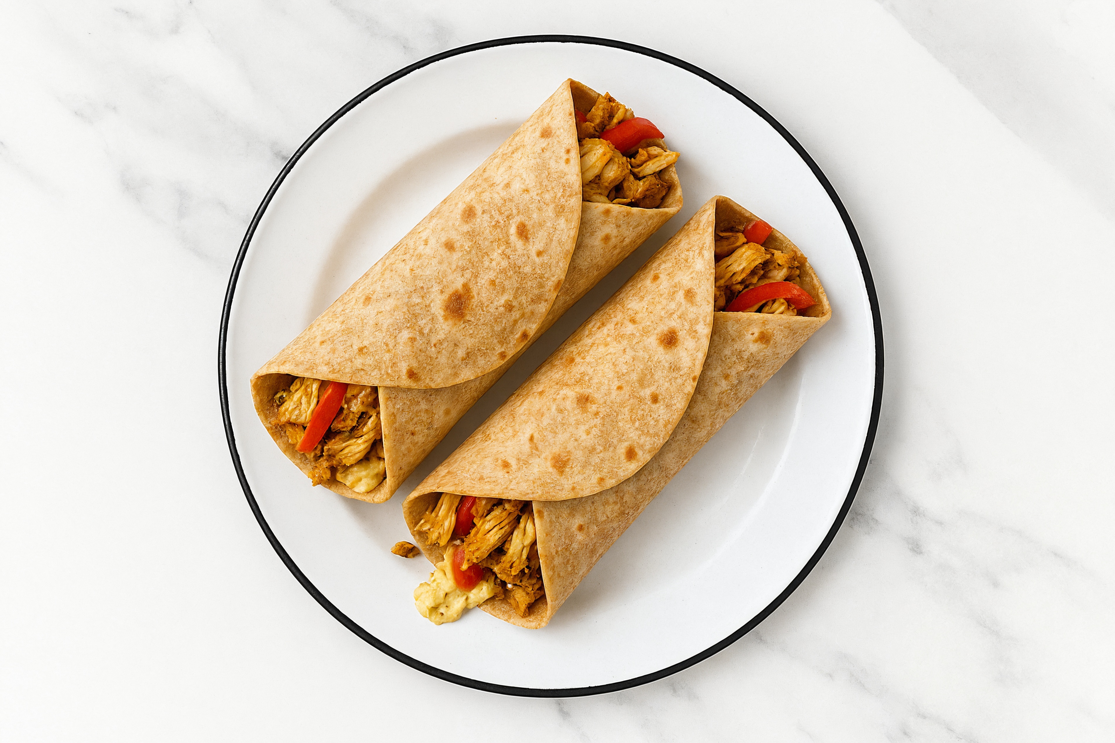  Chicken Shawarma Hummus Wraps with Red Bell Pepper