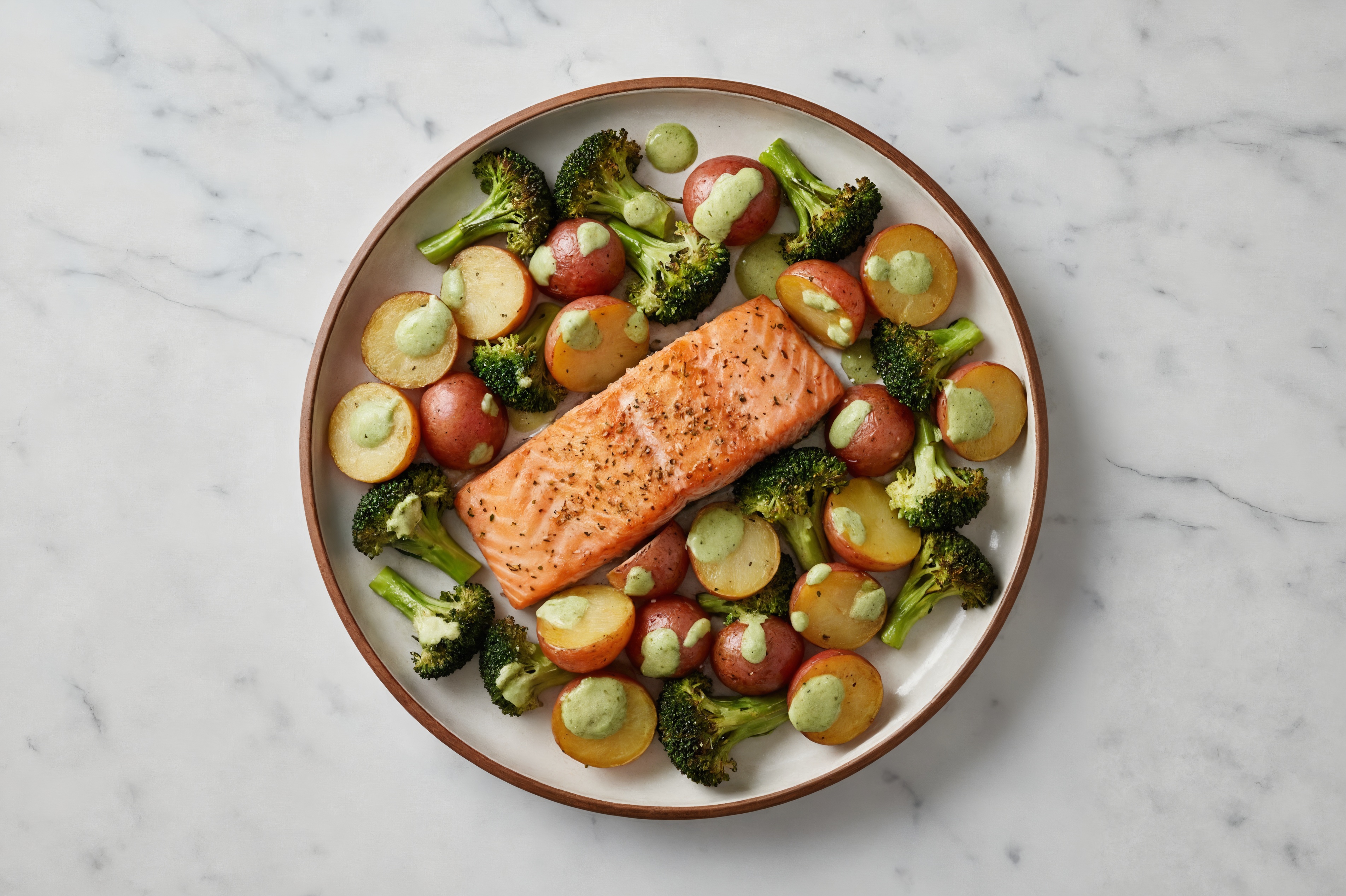 Sheet Pan Green Goddess-Salmon with Potatoes & Broccoli