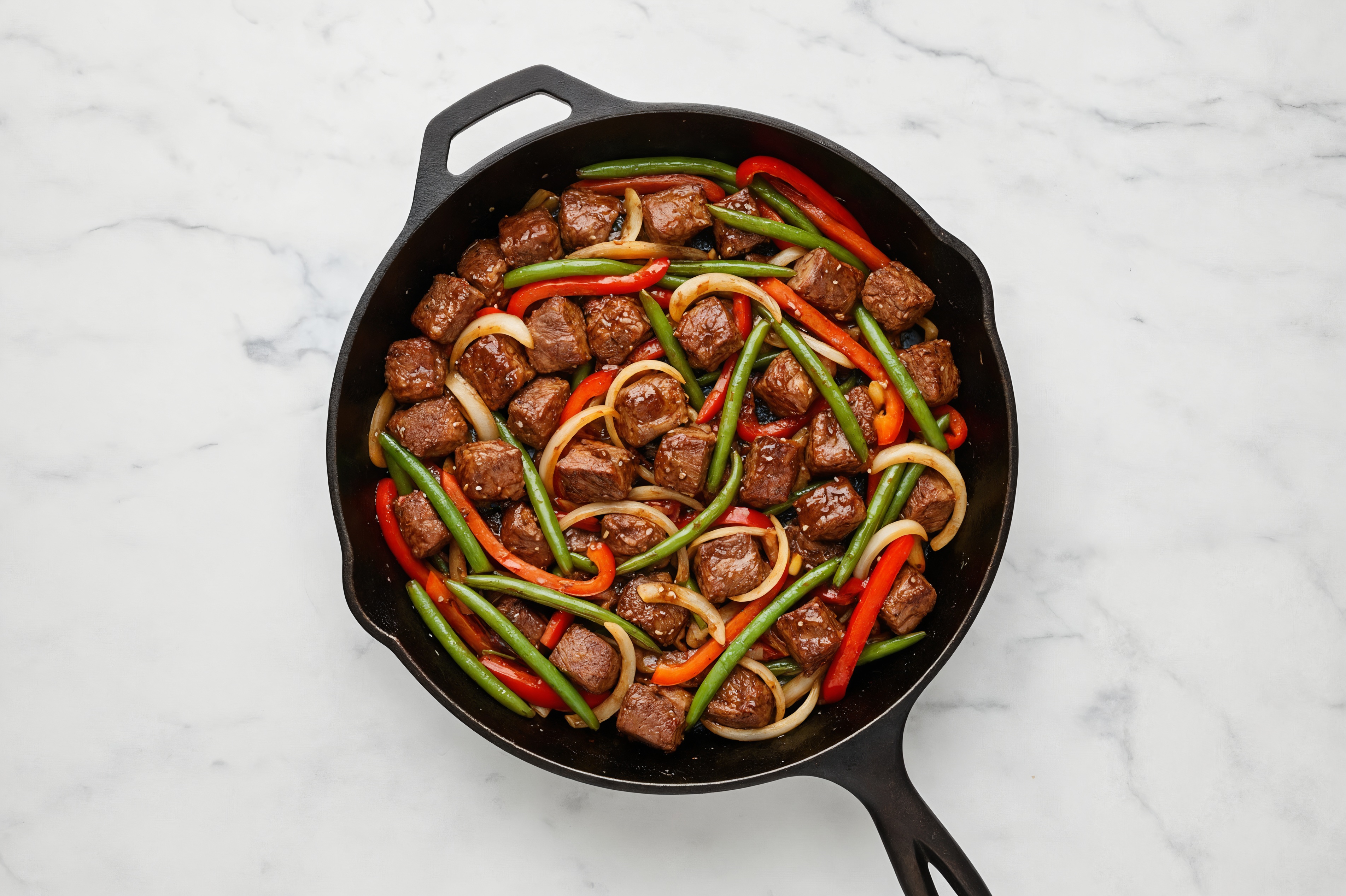 Japanese BBQ Bison Stir-Fry with Green Beans & Peppers