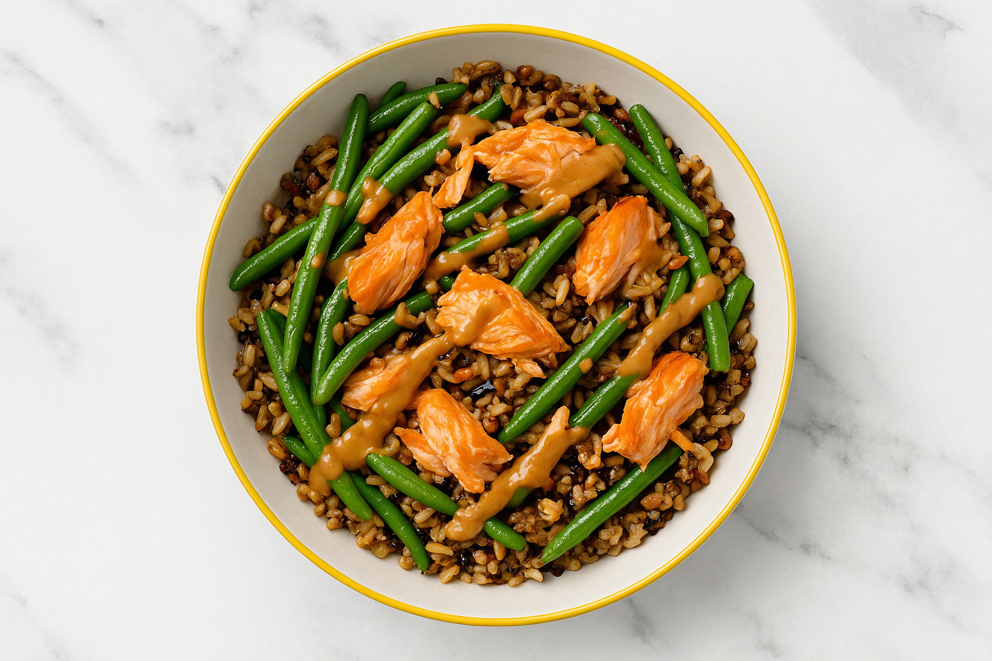 Peanutty Smoked Salmon + Organic Green Bean Grain Bowl