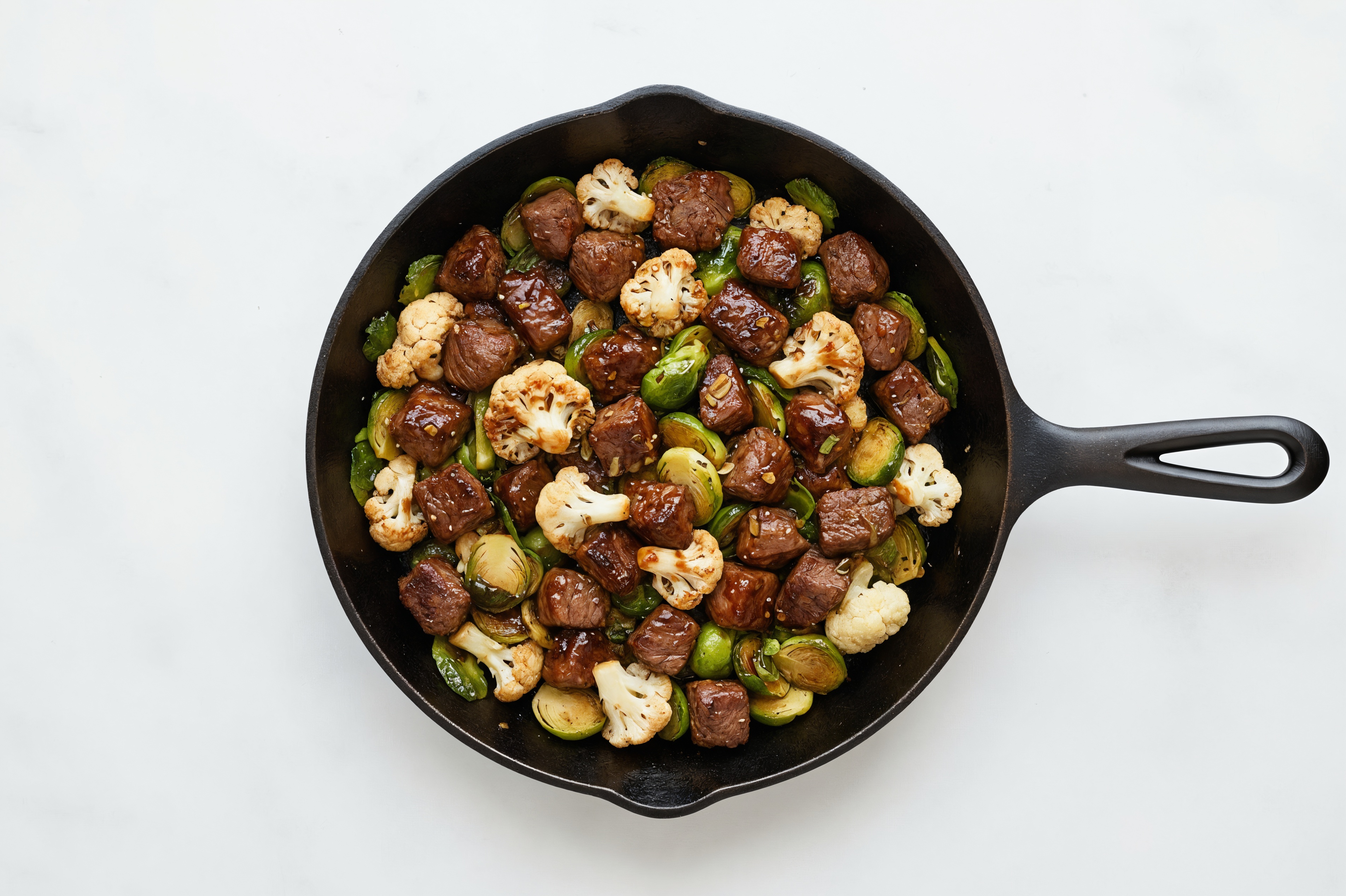 Japanese BBQ Bison Stir-Fry with Cauliflower & Brussels