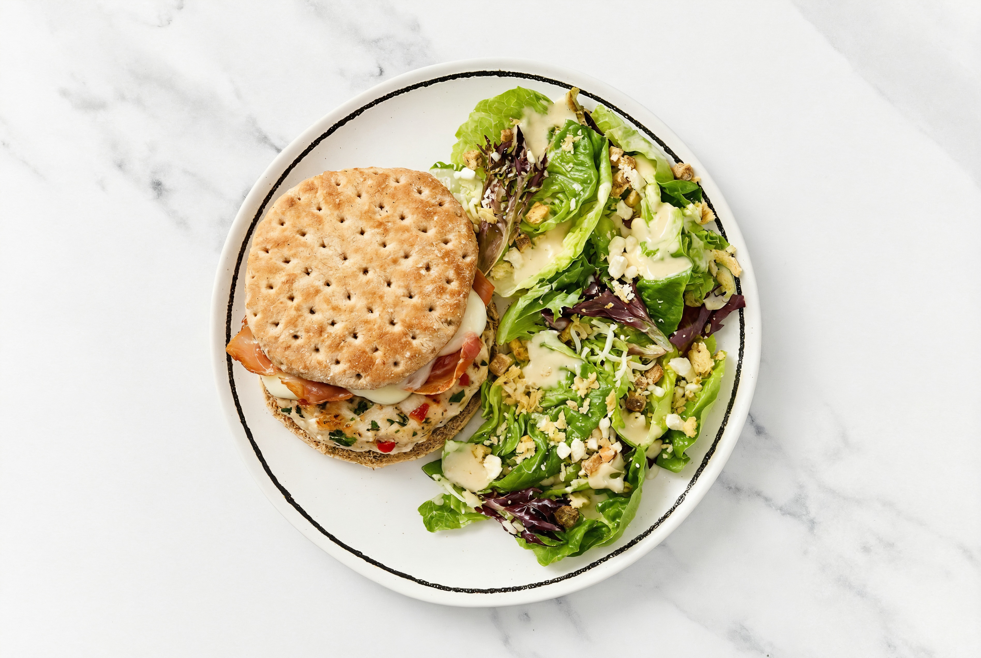 Air Fryer Italian Chicken Burger + Little Gem Salad