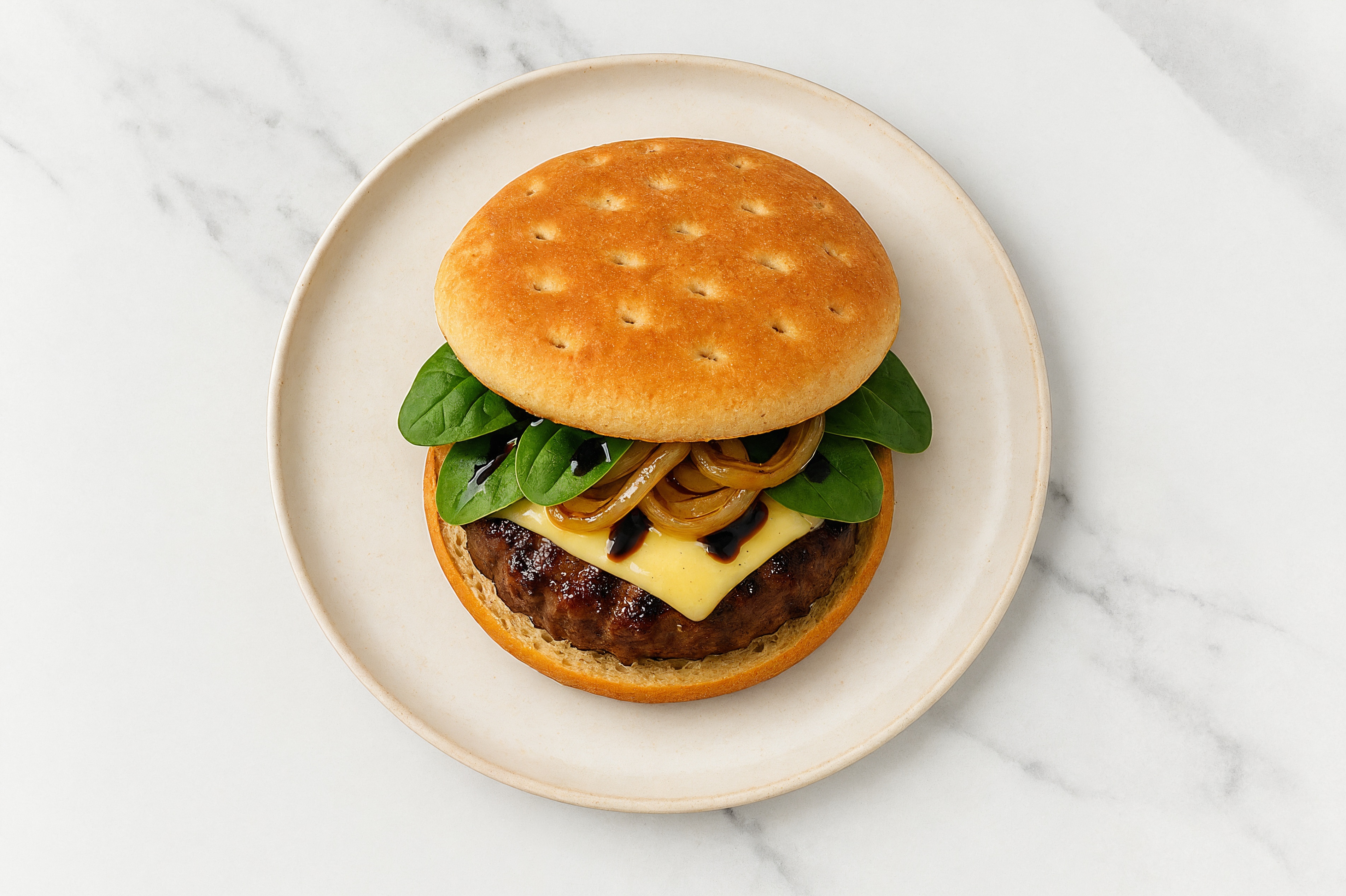 Balsamic Onion Cheeseburger with Ground Beef Patties