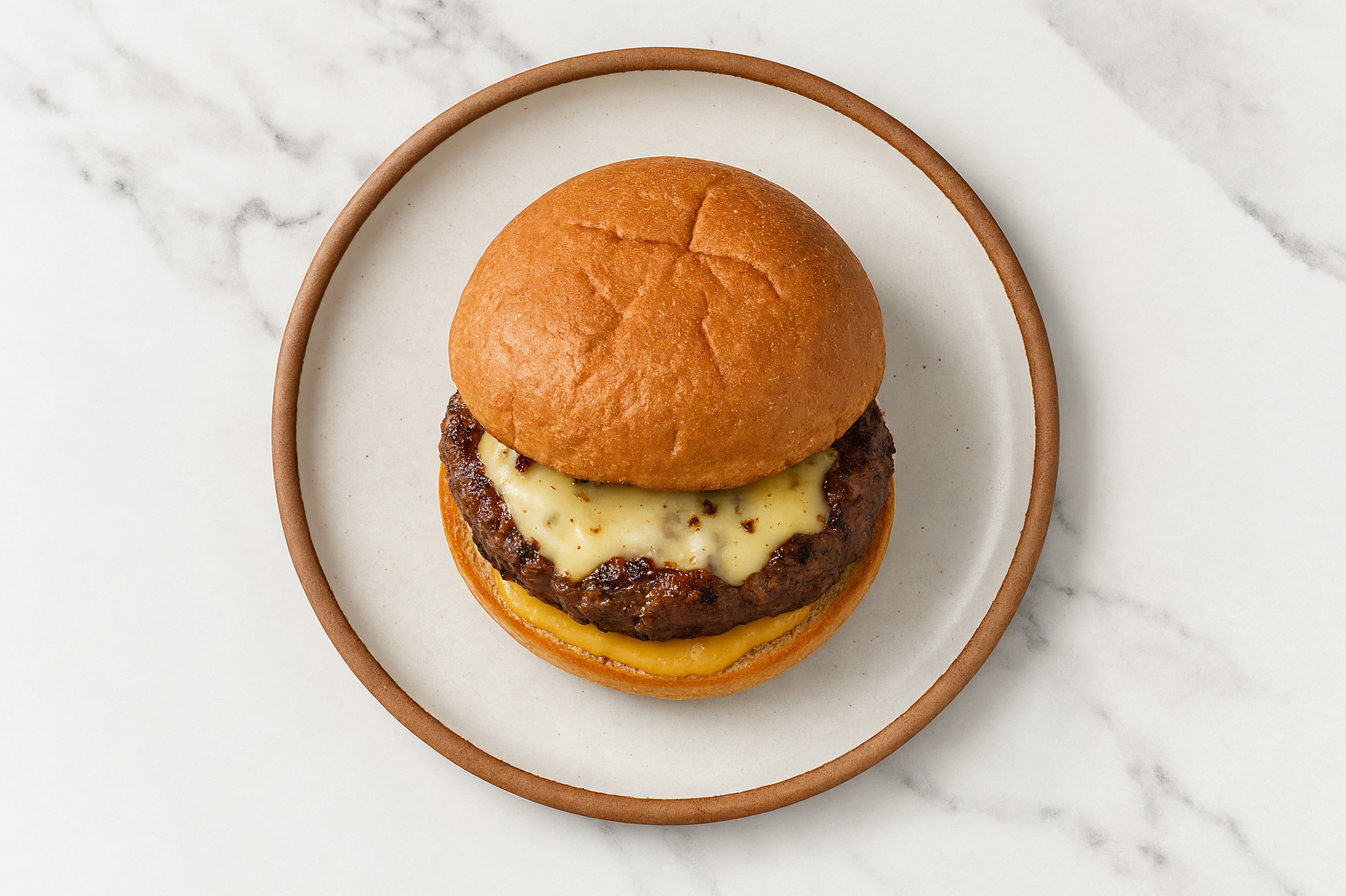 Lamb Burger on Gluten-Free Bun with Honey Mustard & Pepper Jack