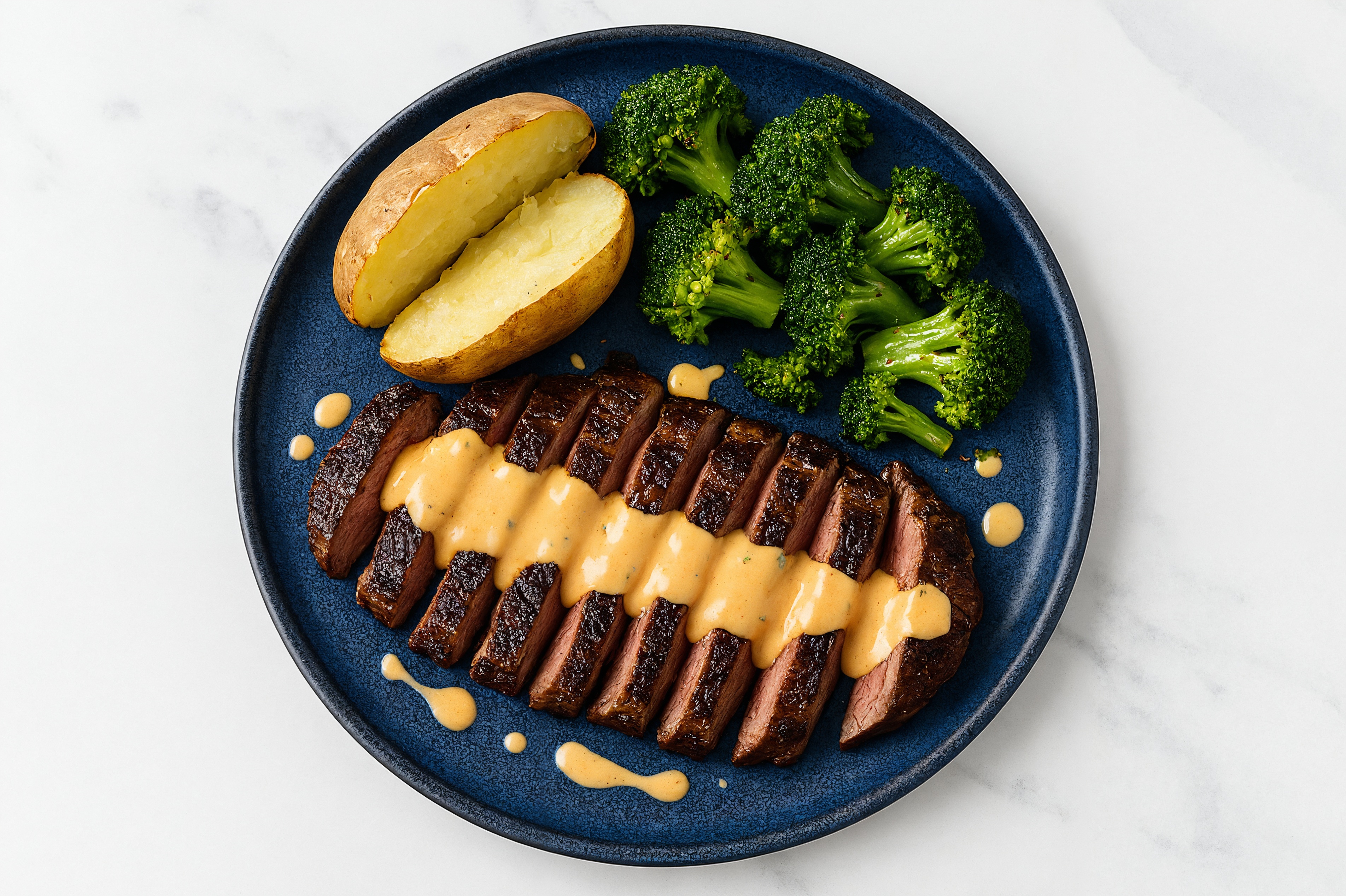 New York Strip with Awesome Sauce + Broccoli