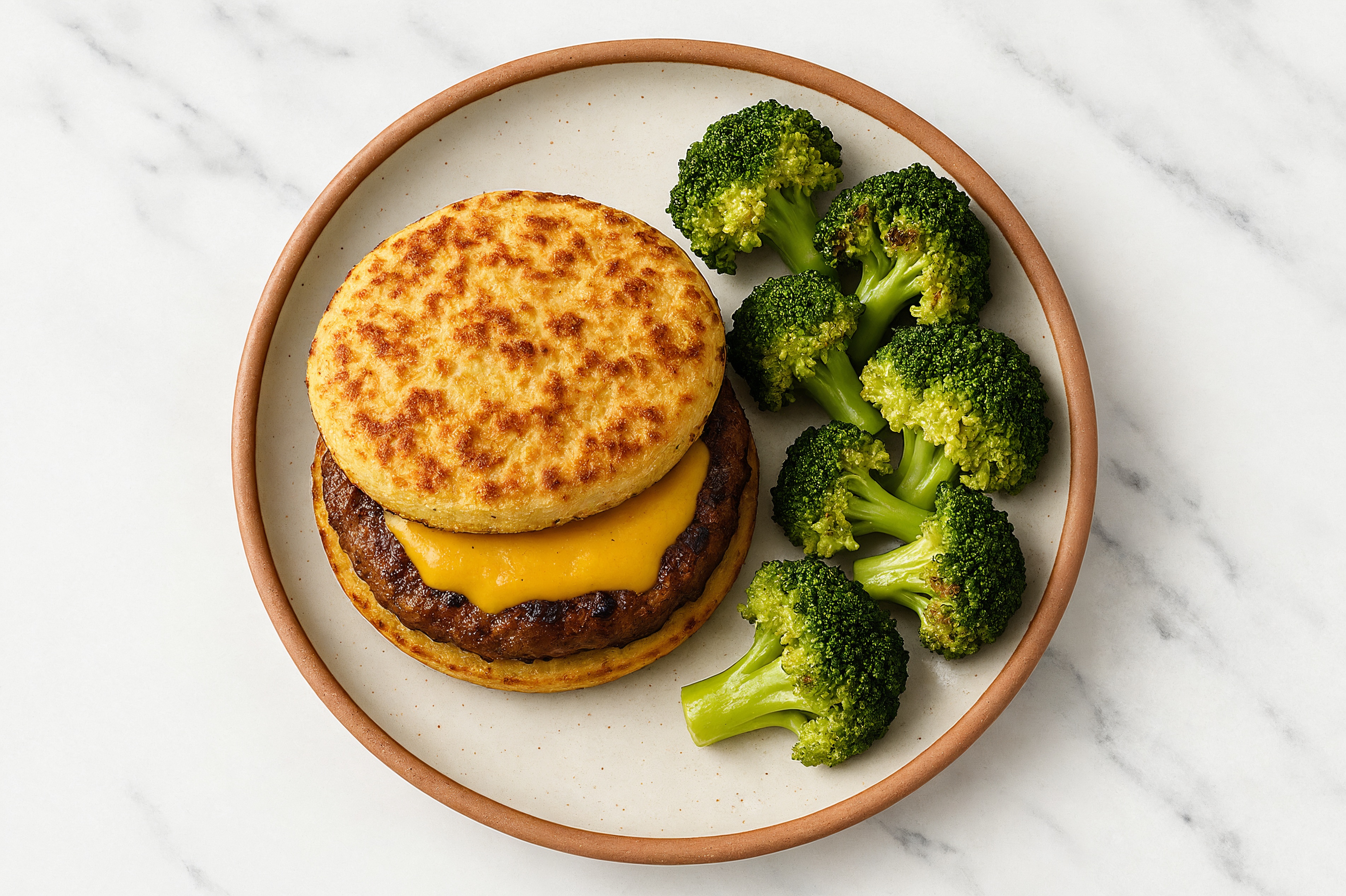 Low-Carb Beyond Cheezeburger + Organic Broccoli