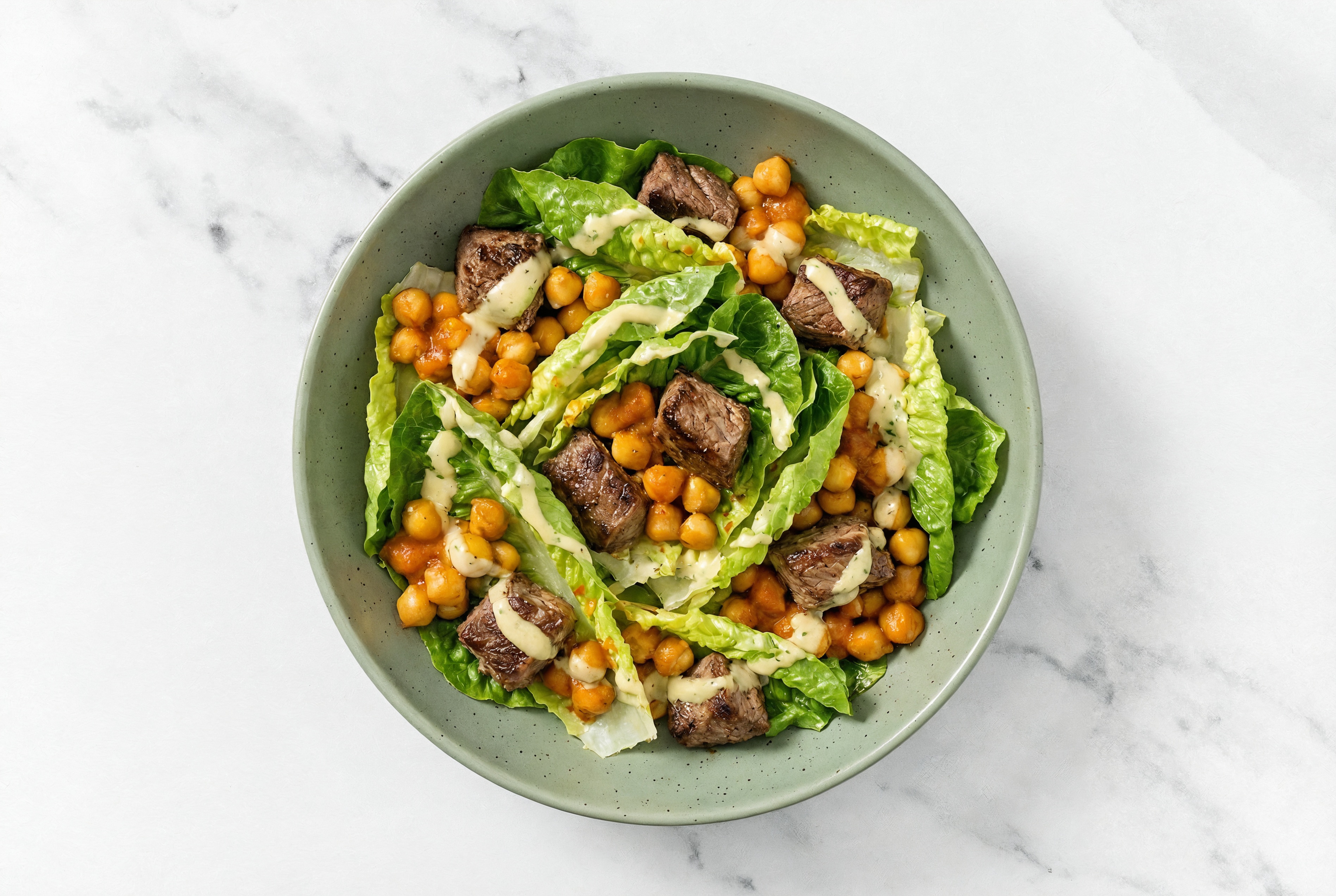 Tikka Masala Chickpeas + Lamb Salad