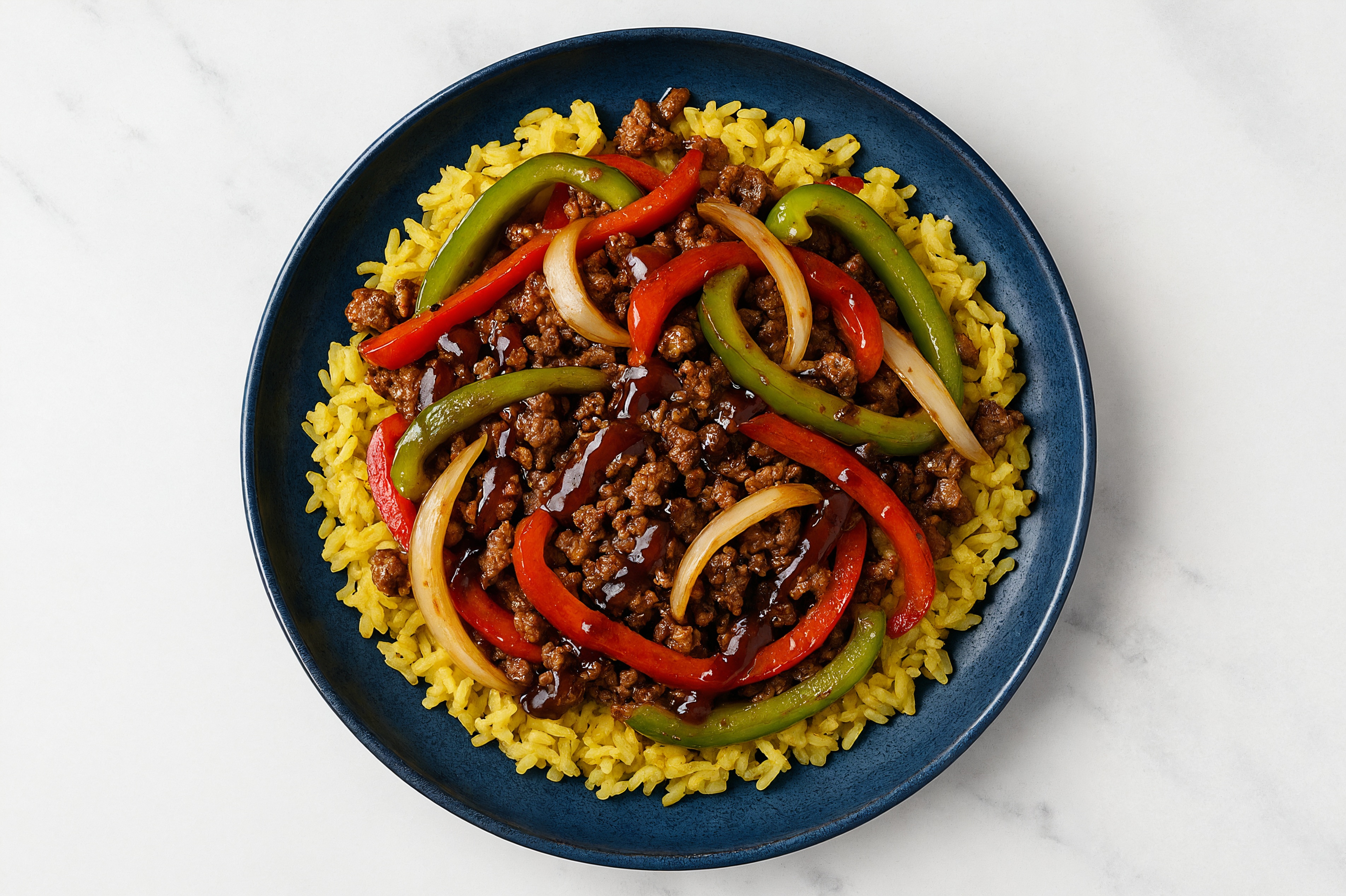Sweet Teriyaki Ground Lamb + Organic Rice Bowl with Bell Peppers