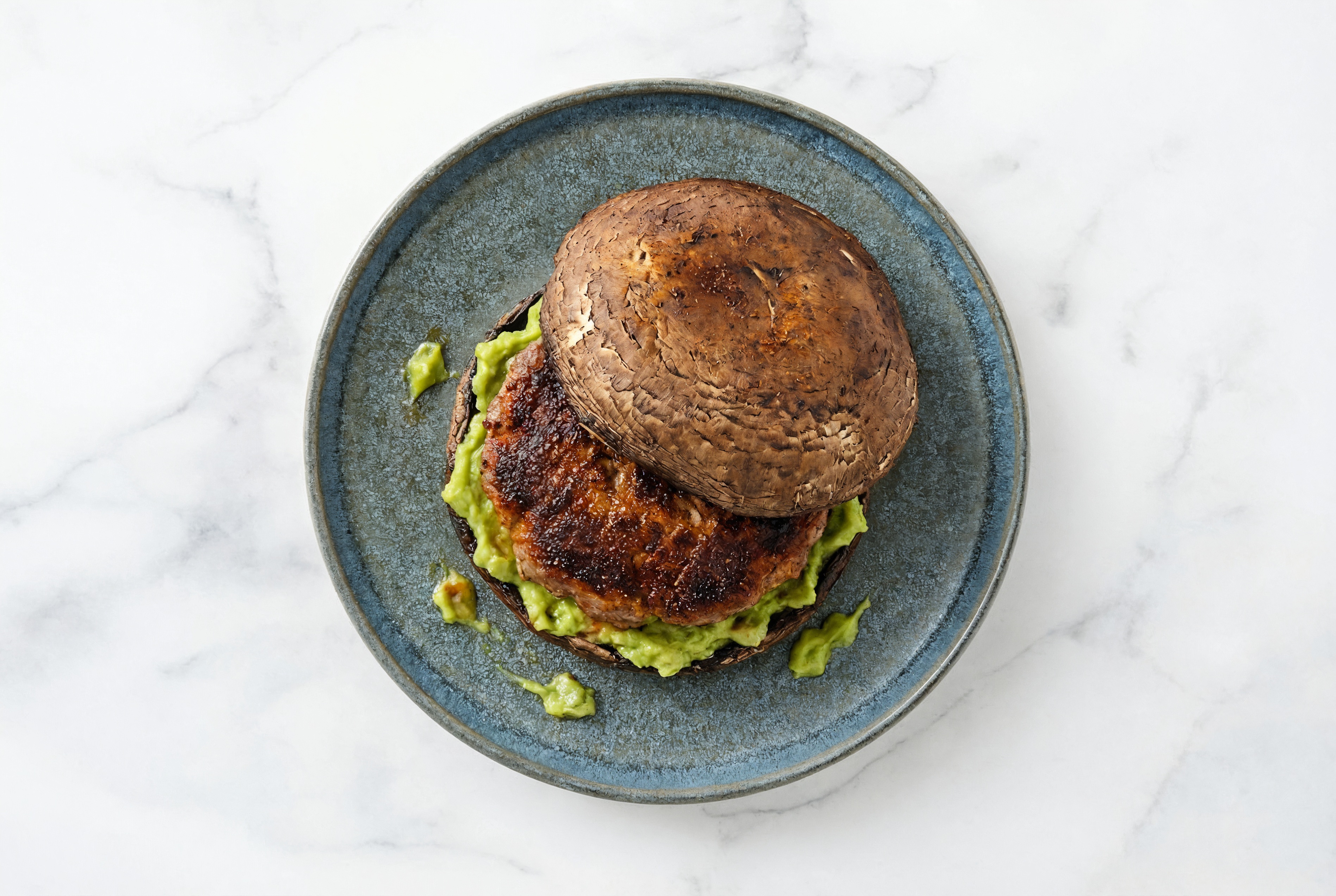 Blackened Beef Burger on Mushroom Bun