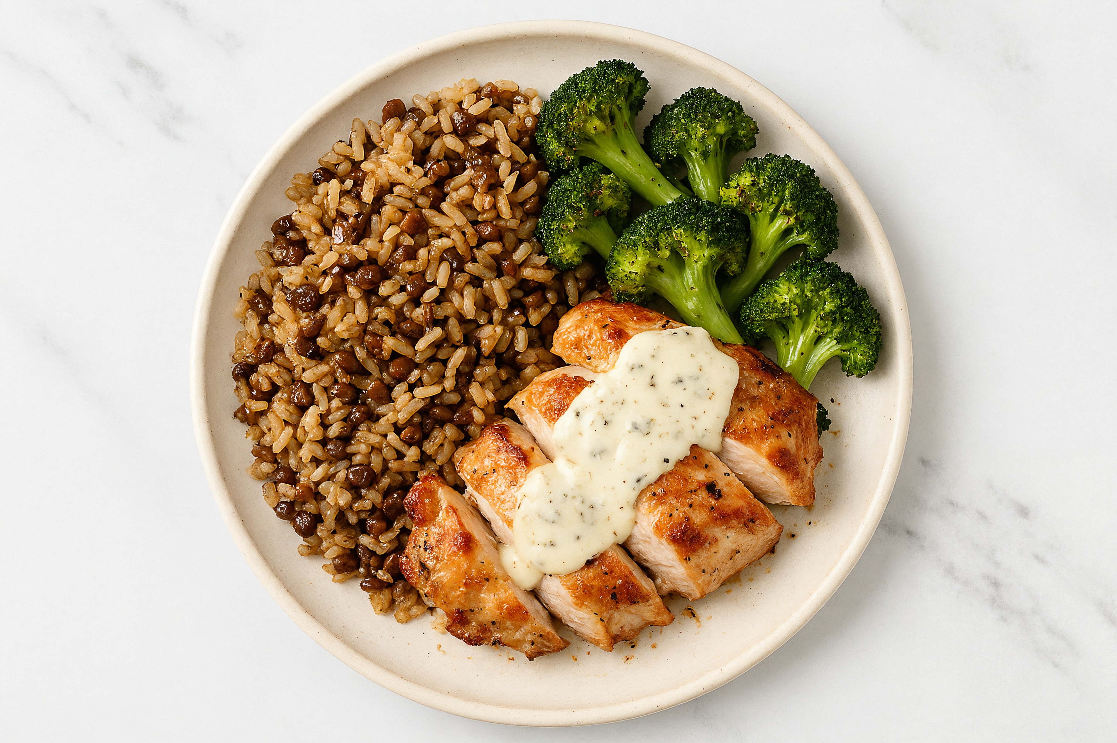 Garlic Roasted Chicken + Broccoli Florets Bowl