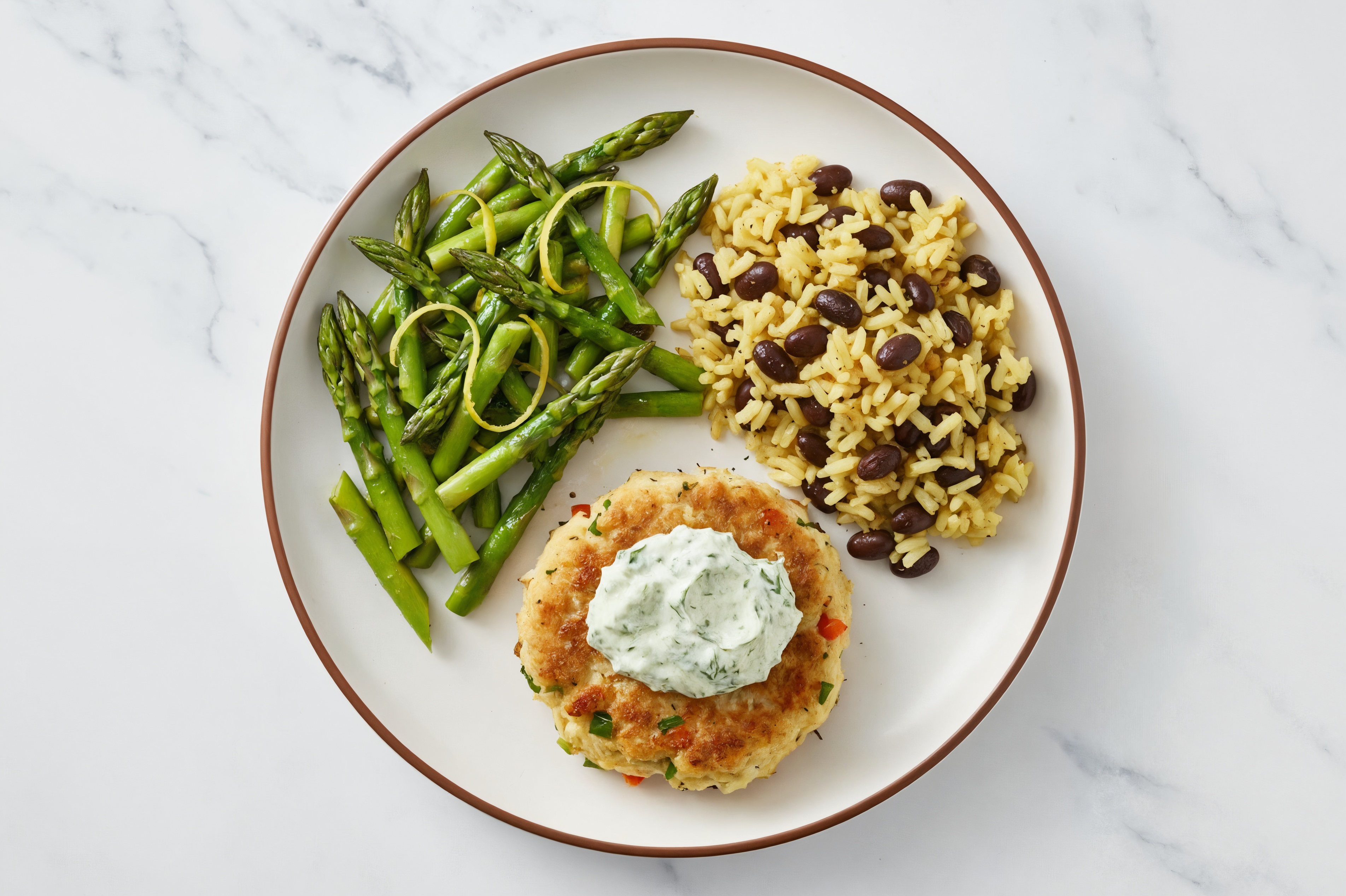 Hearty Spinach Artichoke Snow Crab Cakes + Lemony Asparagus