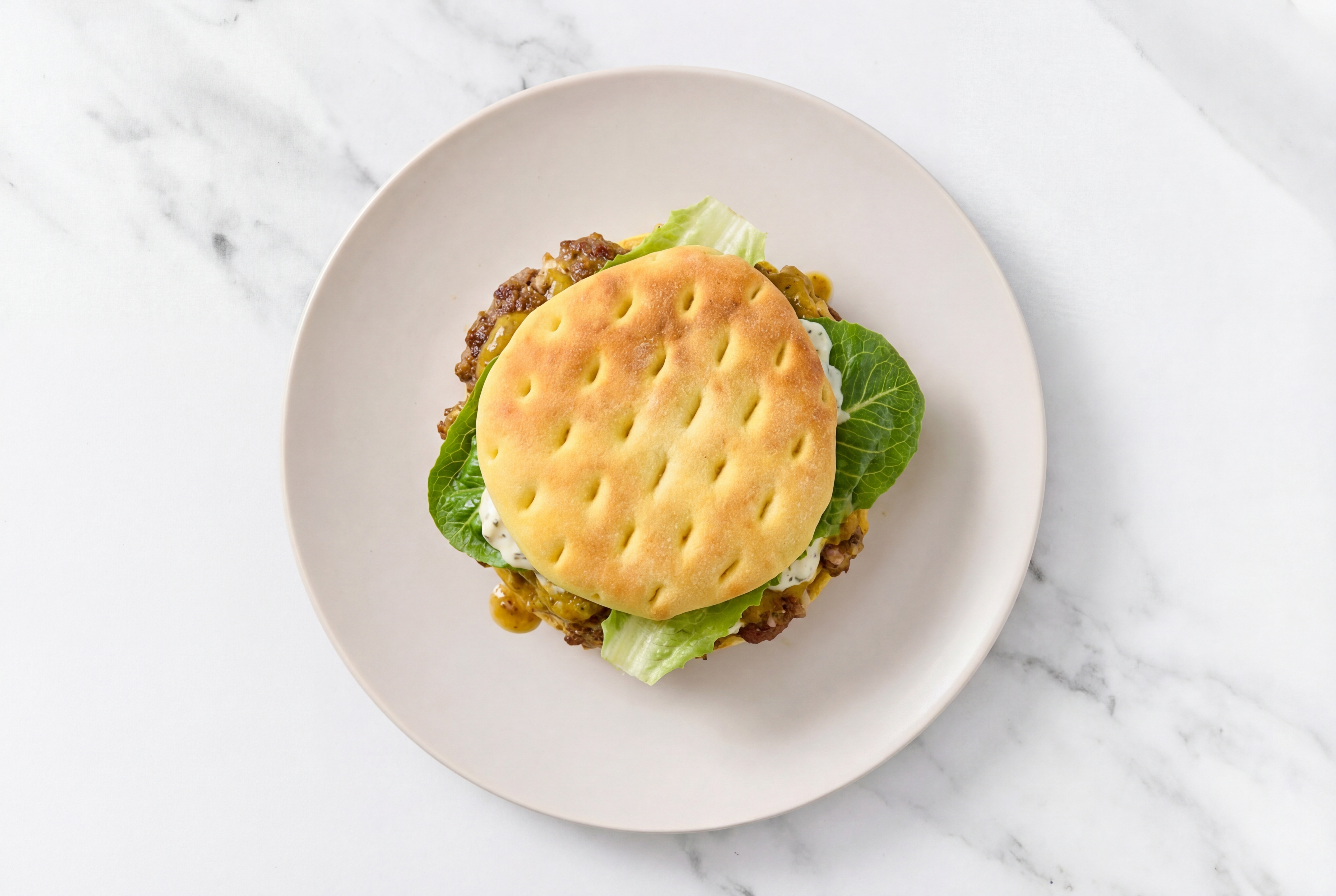 Tandoori Italian-Style Ground Beef Burger with Garlic Sauce