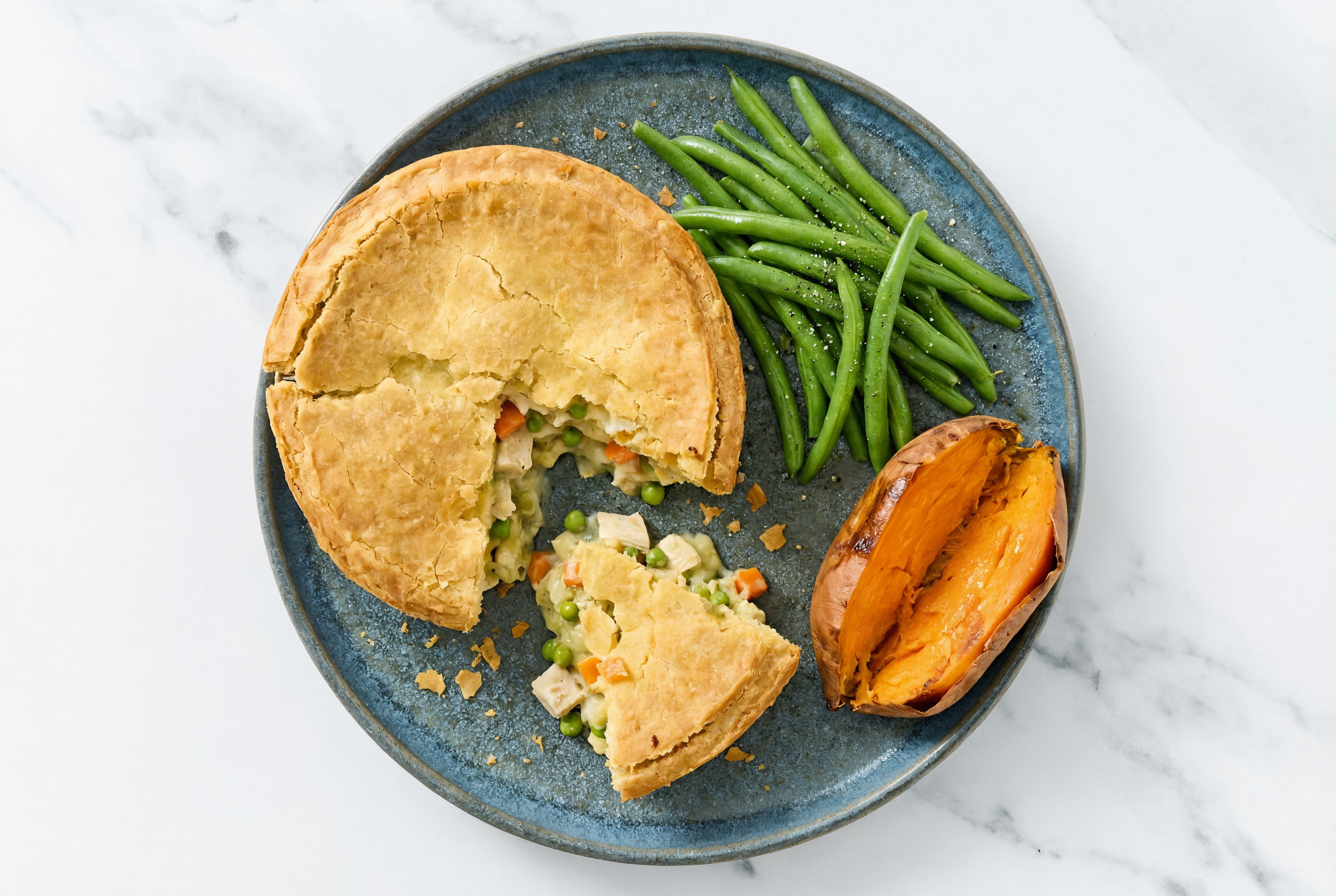 Chicken Pot Pie with Green Beans & Sweet Potato