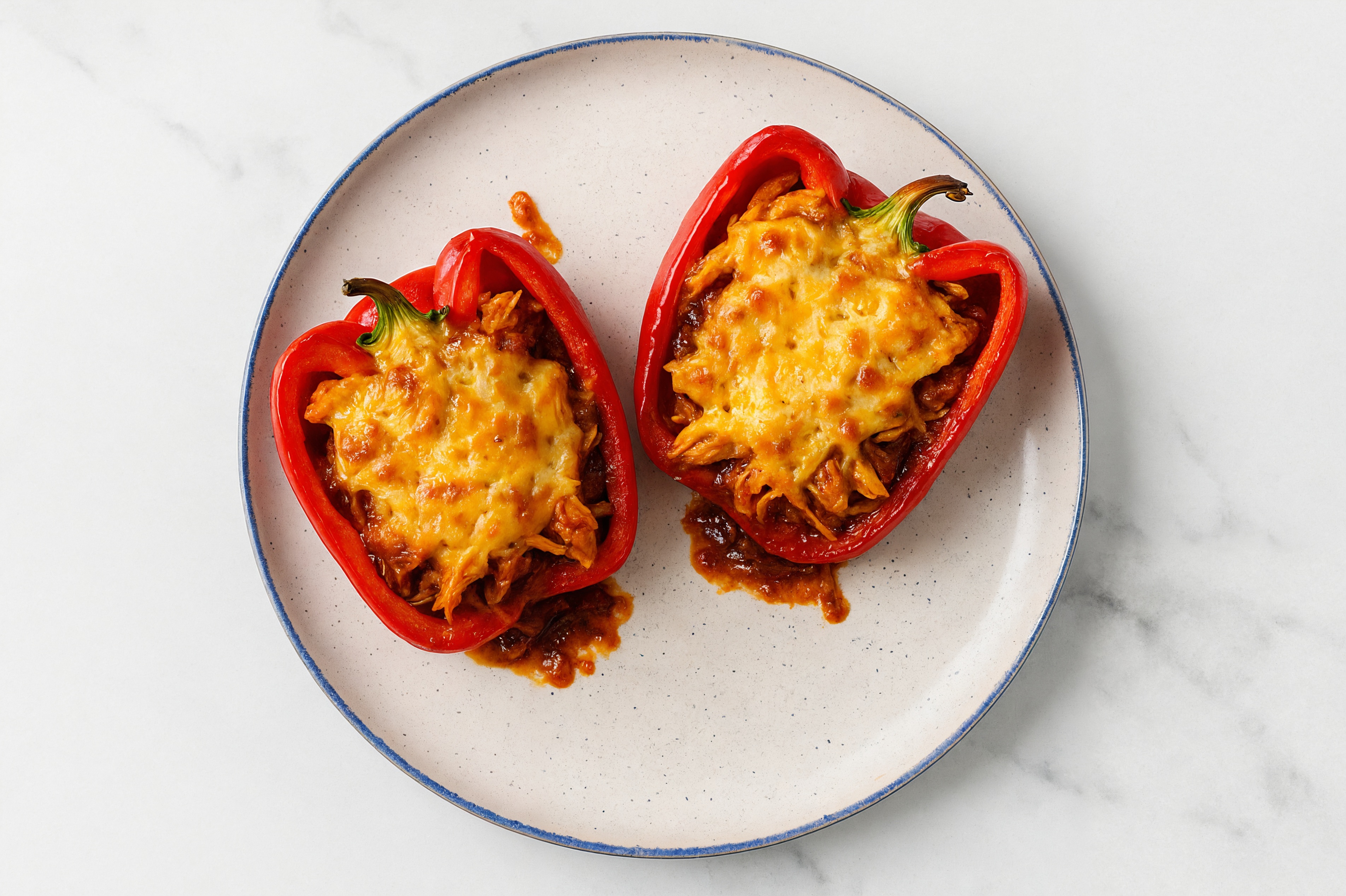 Cheezy BBQ Chicken Stuffed Organic Peppers with Original BBQ