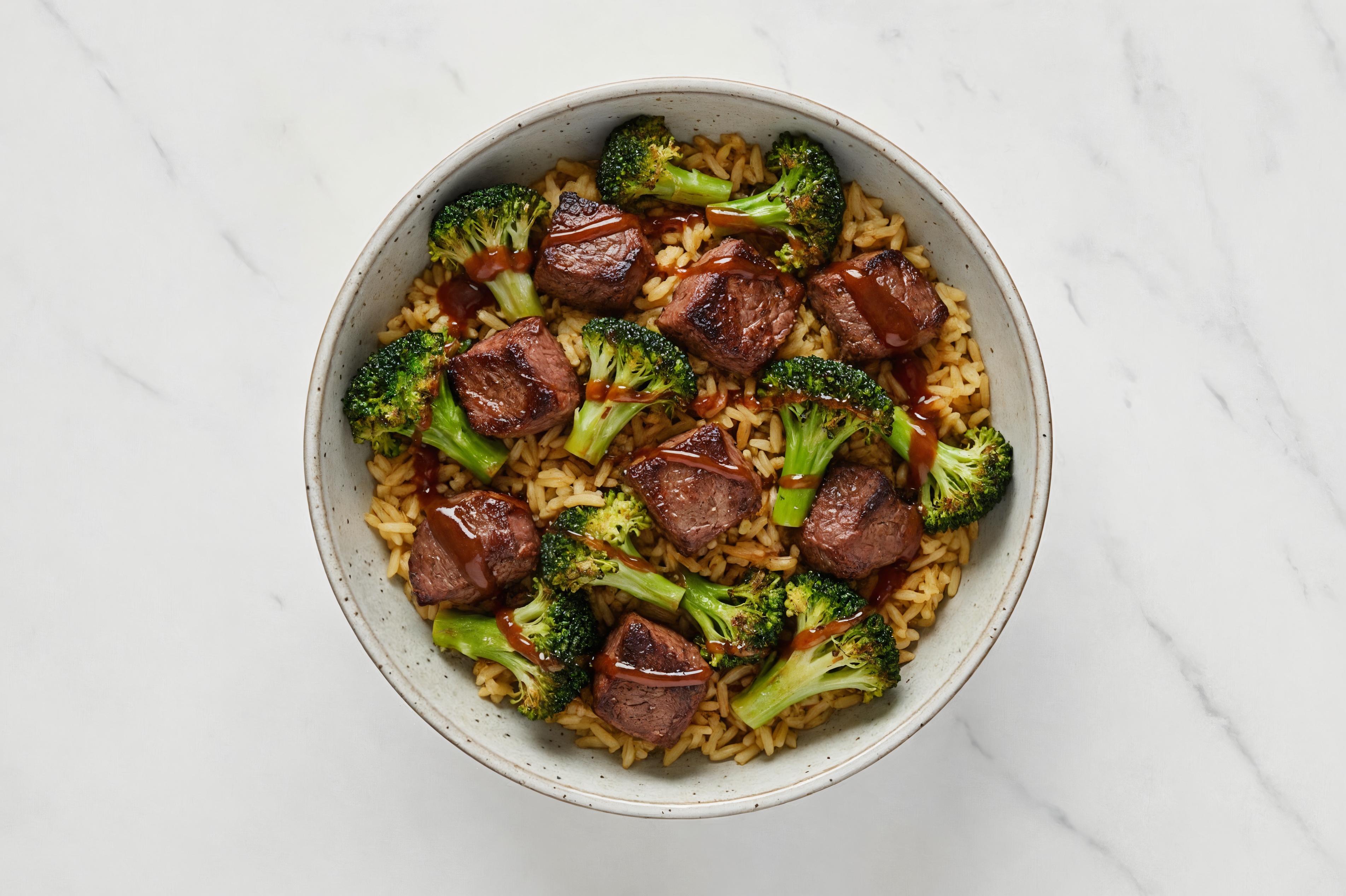 Sweet Teriyaki Seared Lamb + Jasmine Rice Bowl with Broccoli