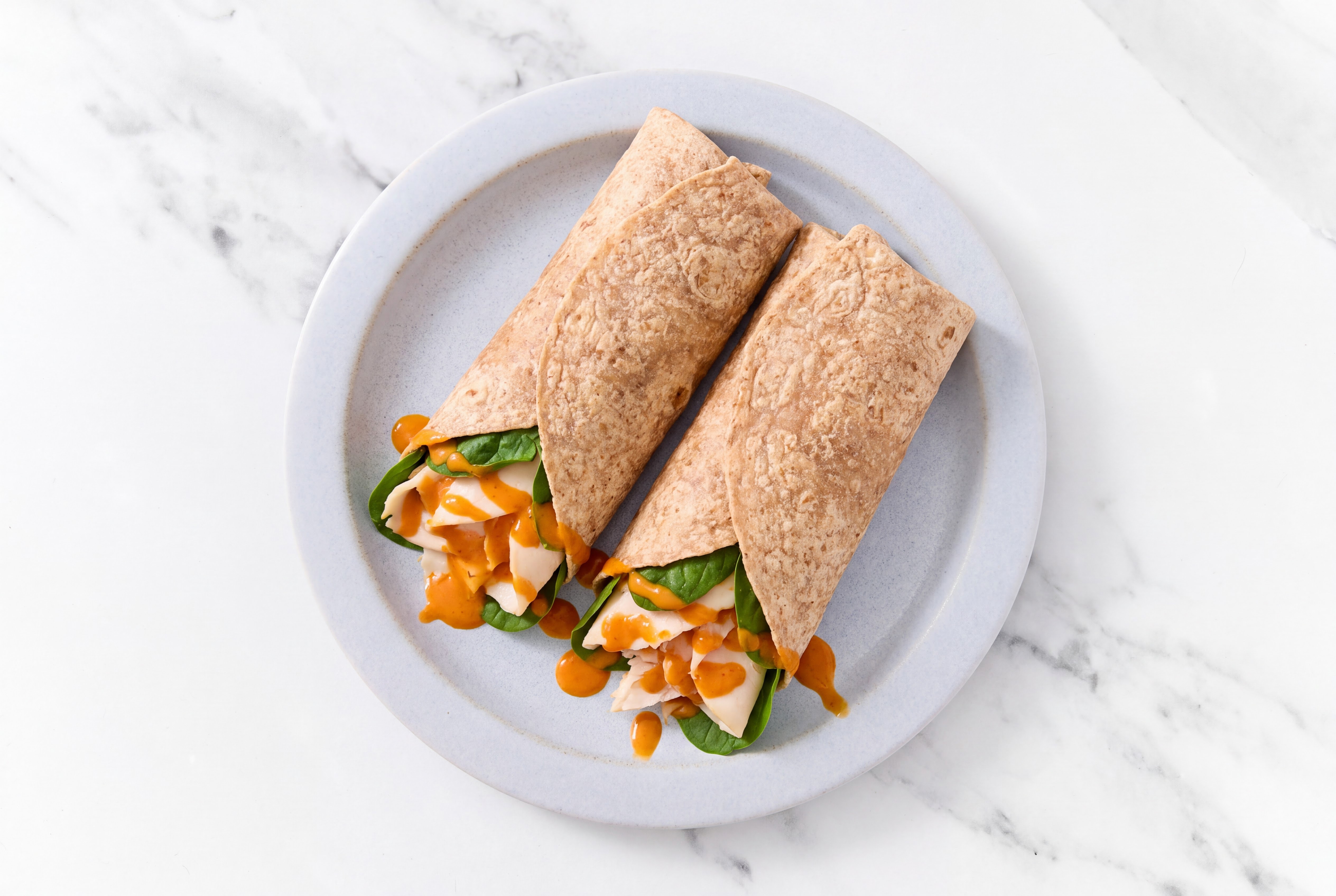 Dill Buffalo Chicken Wrap with Baby Spinach