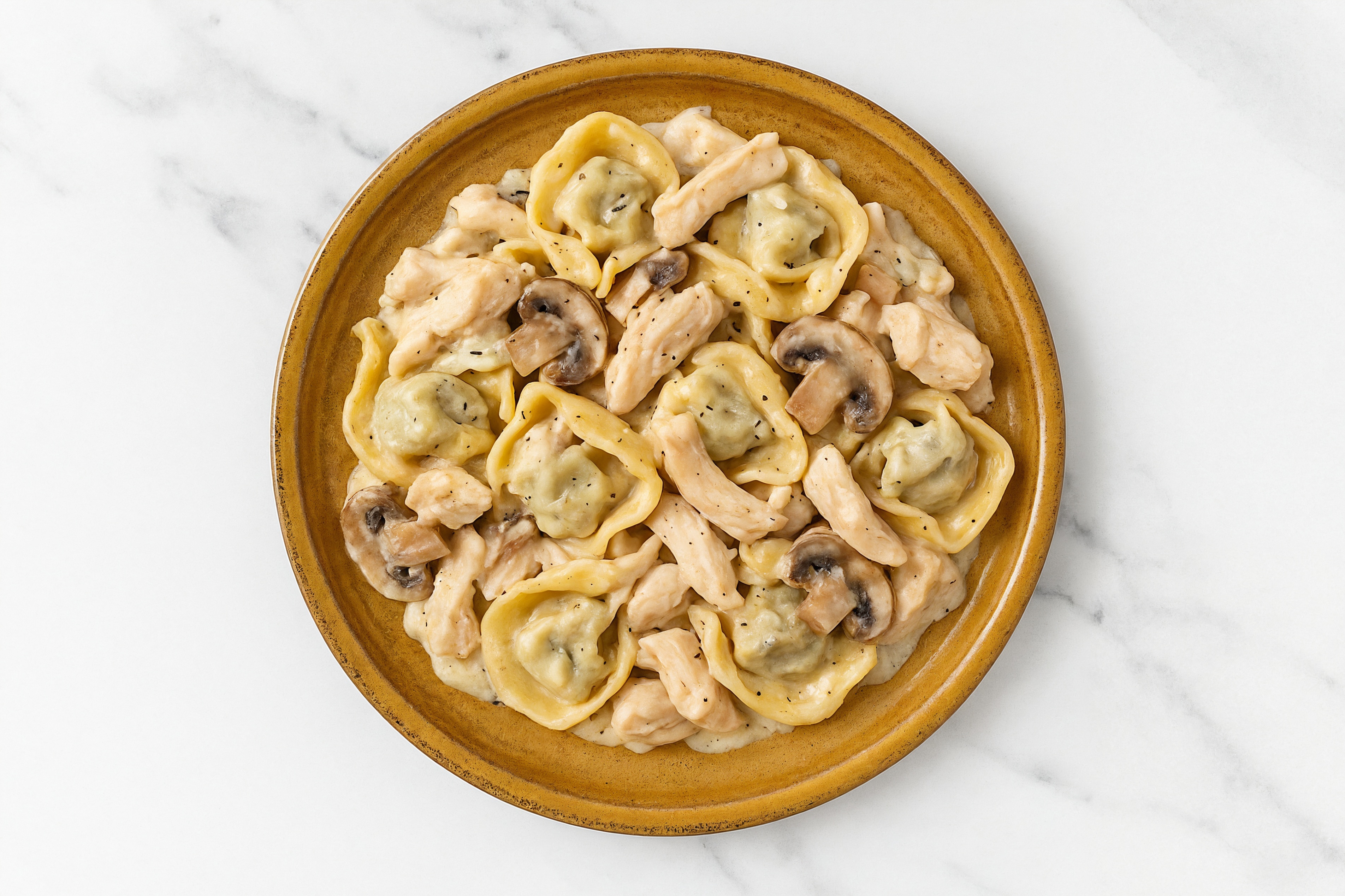 Creamy Chicken + Mushroom Harvest Tortellini with Classic Alfredo
