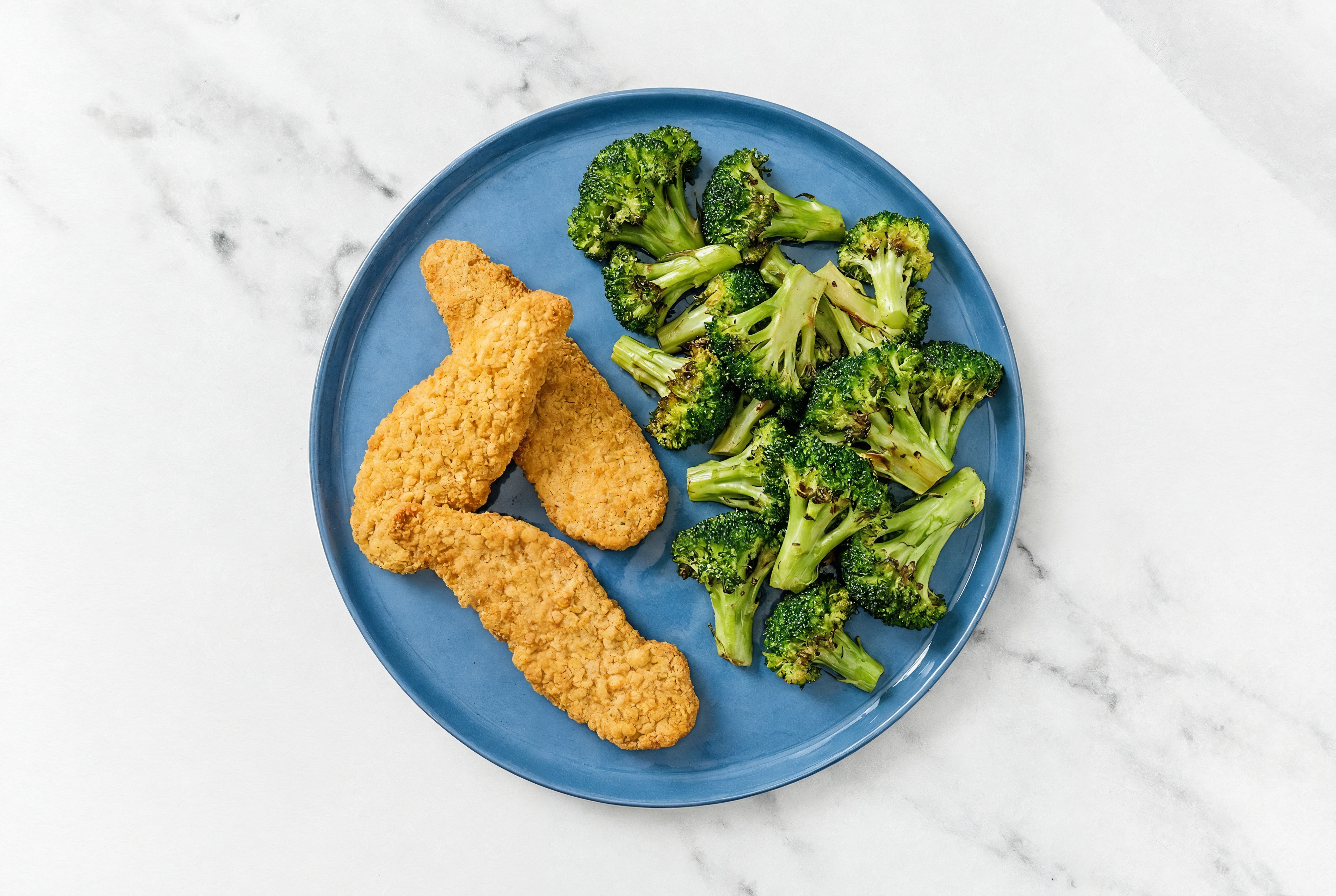 Plant-Based Chicken Tenders + Steamed Broccoli Bunches