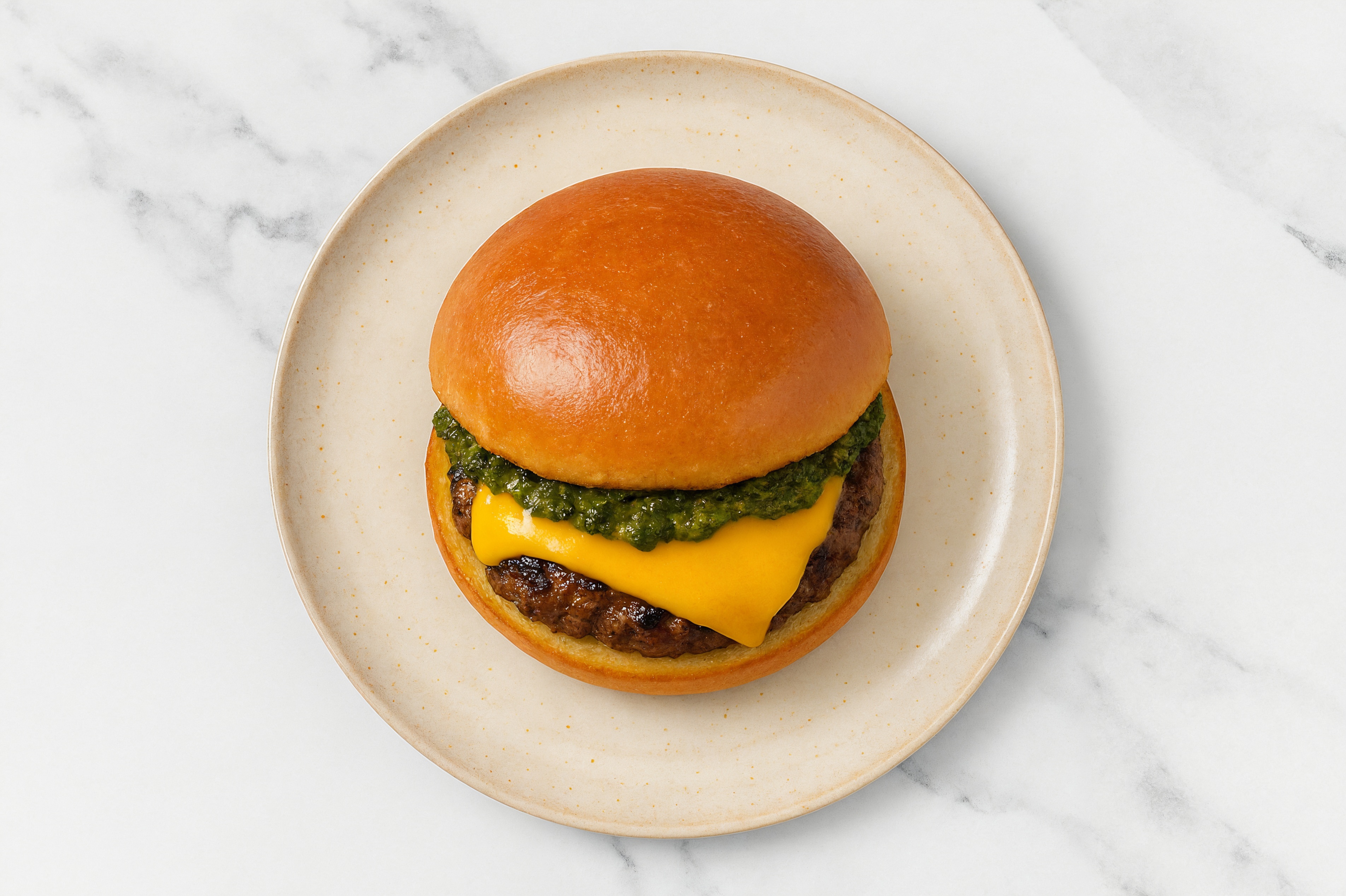 Bison Burger Buns on Brioche with Spinach Pesto & Cheddar
