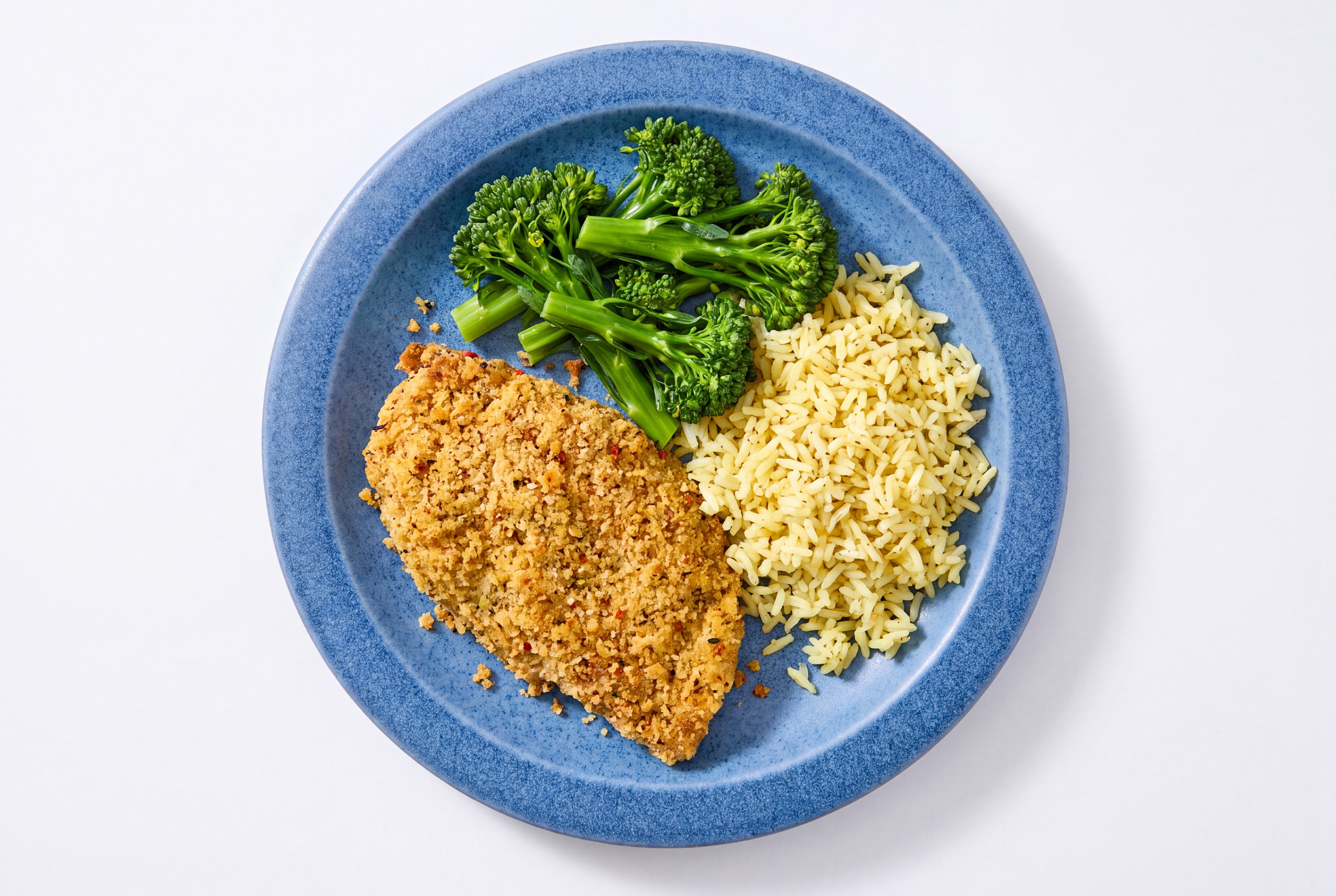 Parmesan Breaded Chicken Cutlet with Baby Broccoli & Jasmine Rice