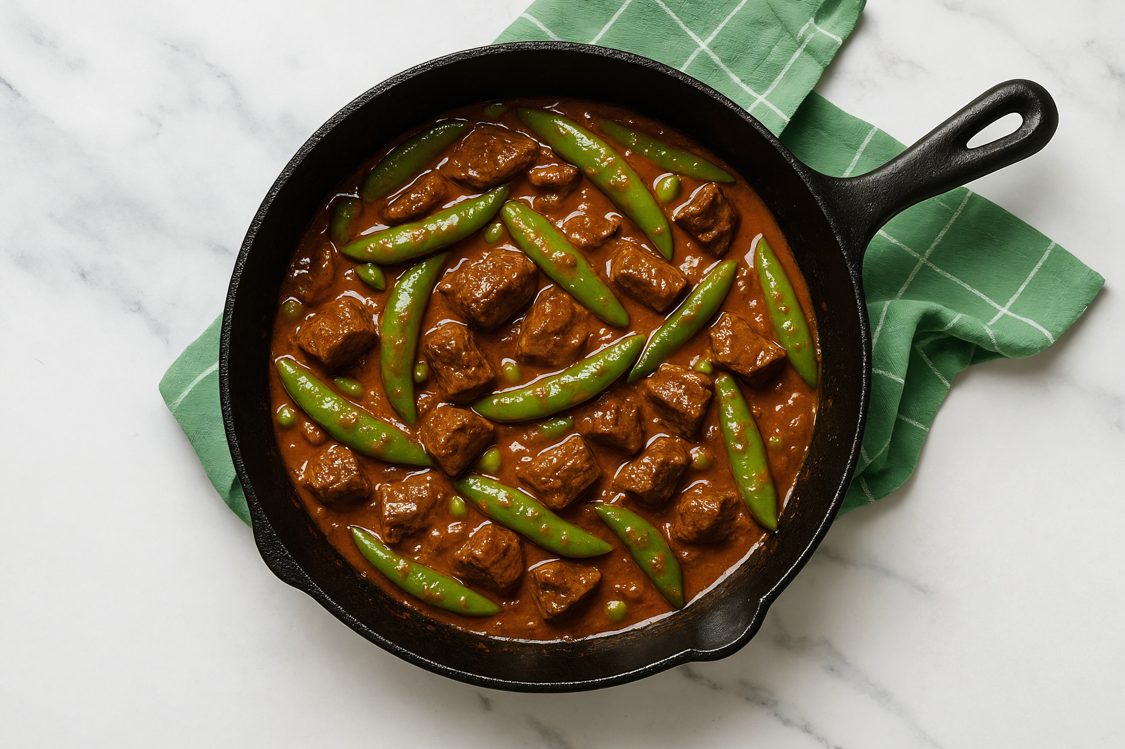 Spicy Vindaloo Beef Filet Stir-Fry with Snap Peas