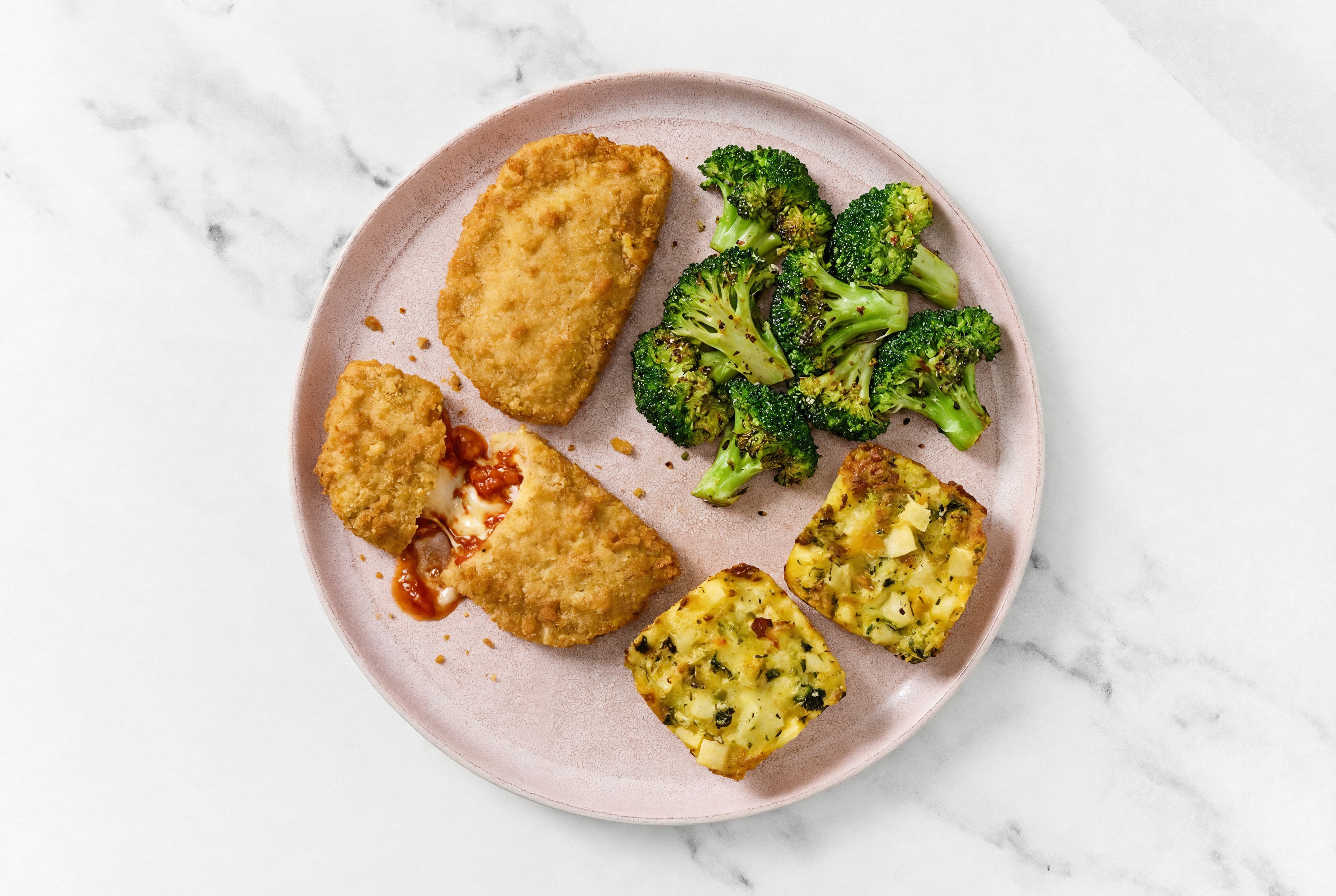"Chicken" Parm with Broccoli & Potato Bake