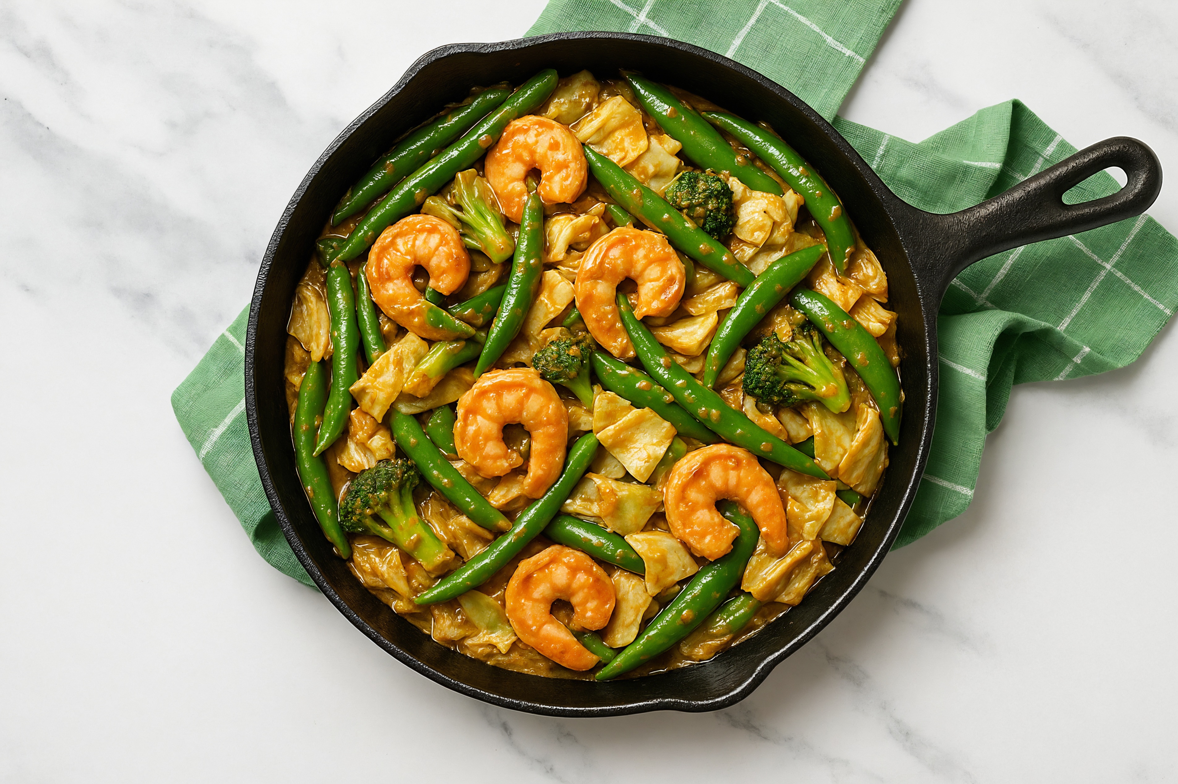 Thai Peanut Shrimp Stir-Fry with Green Beans & Bok Choy