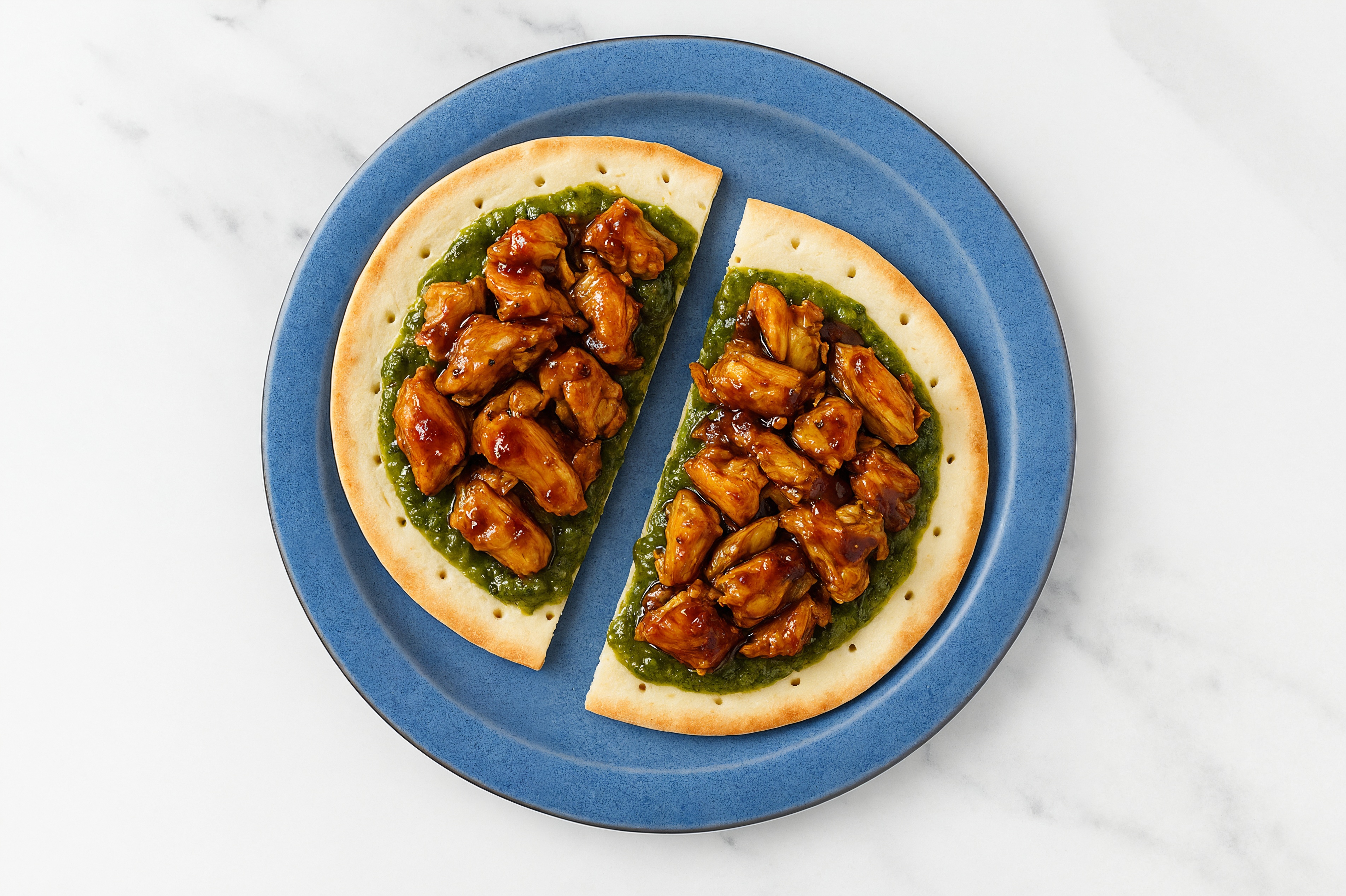  Herby Korean BBQ Chicken Flatbread with Classic Chimichurri