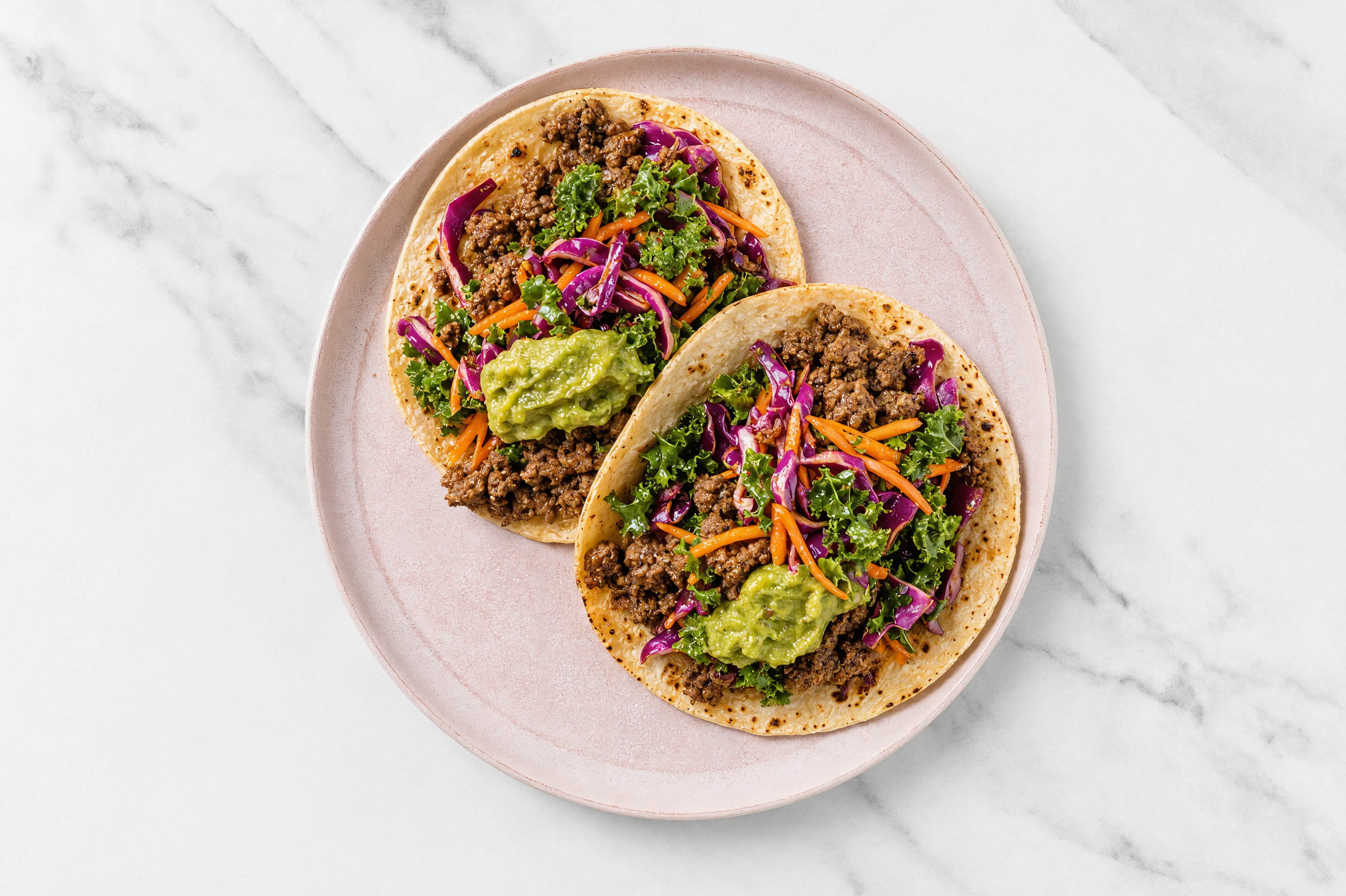 Rainbow 93/7 Lean Ground Beef + Guacamole Tostadas