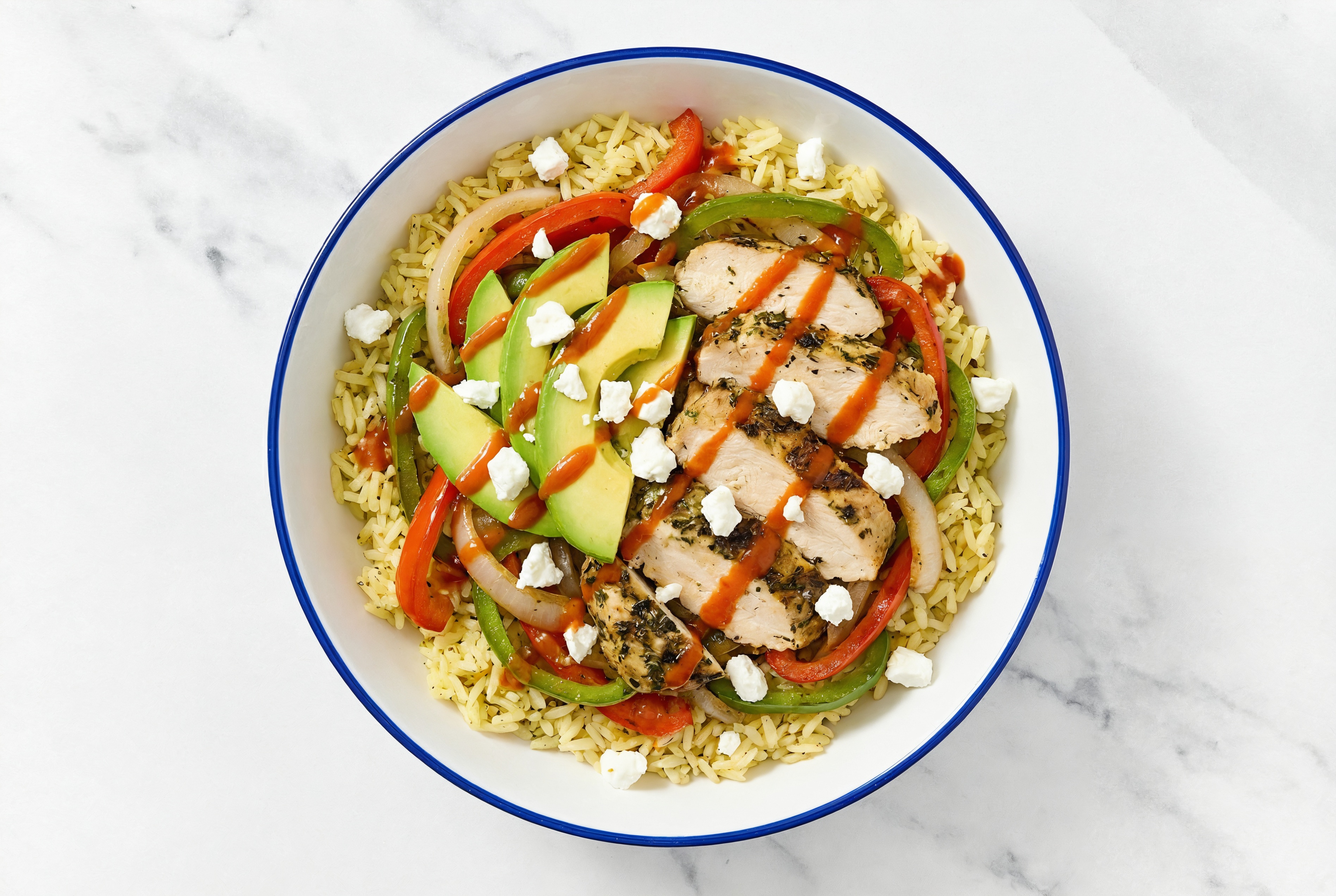Mediterranean Grilled Chicken Breast Fajita + Goat Cheese Rice Bowl