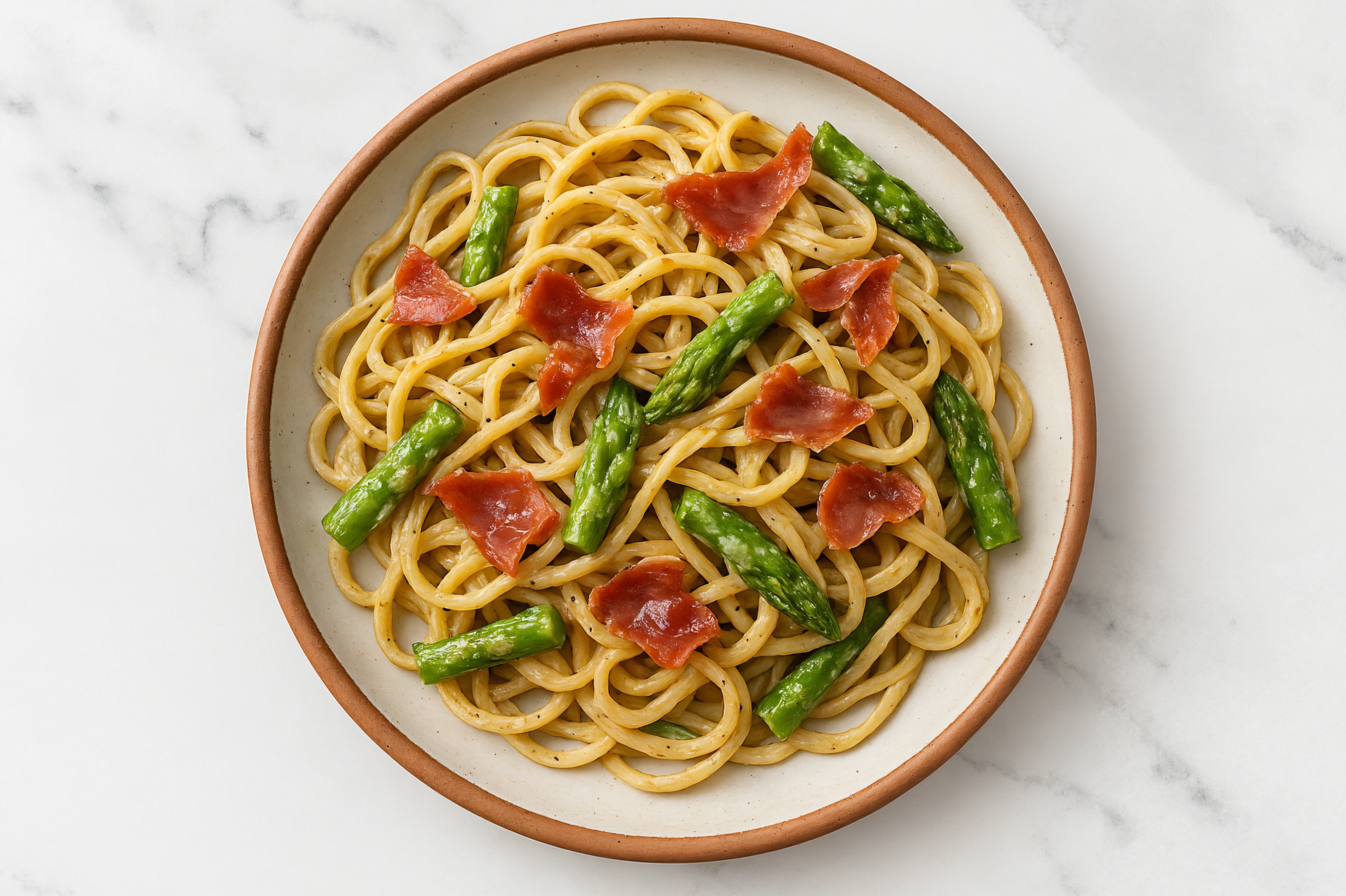 Crispy Prosciutto + Asparagus Linguine
