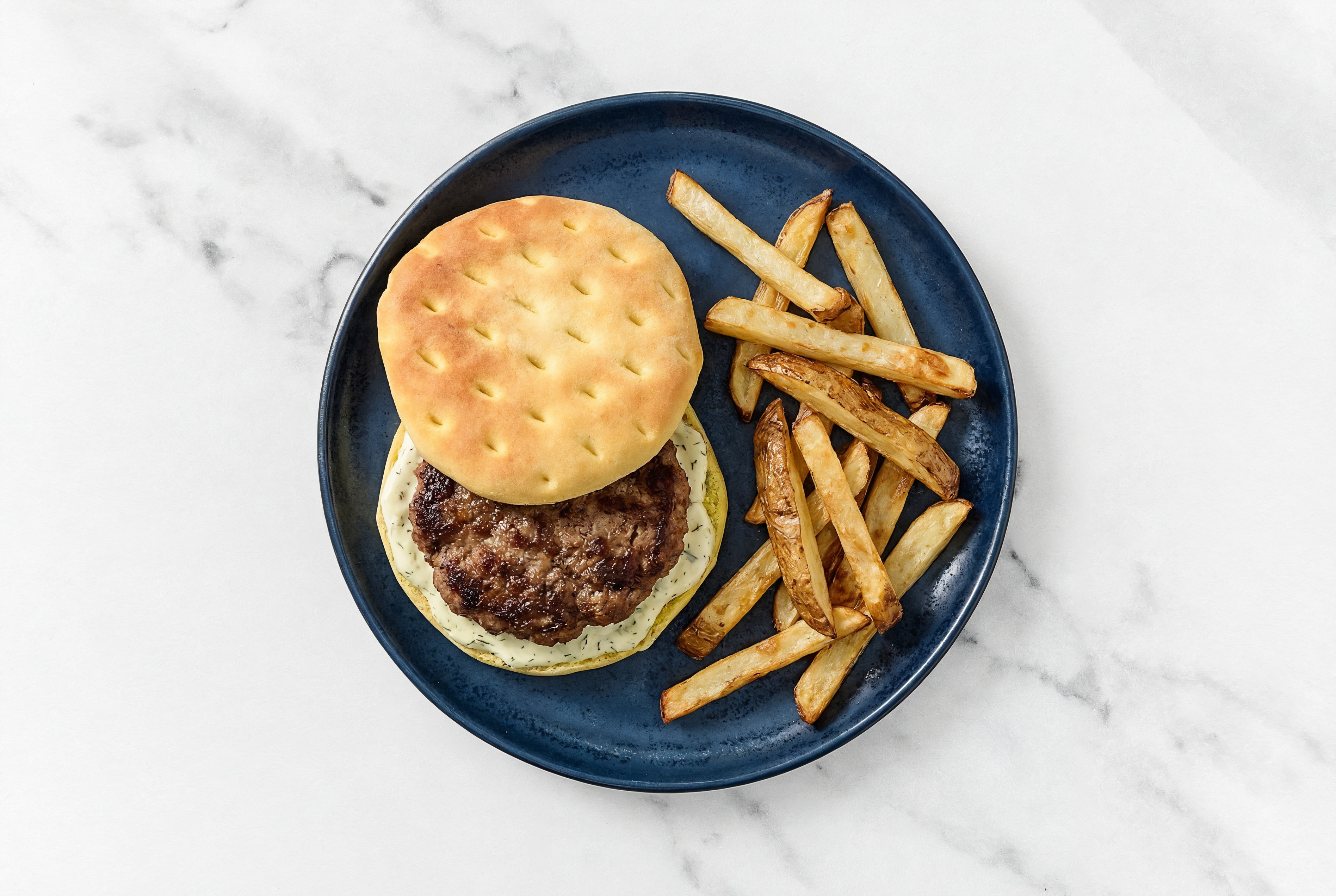 Hearty Classic Burger + Fries with Dill Pickle Dip