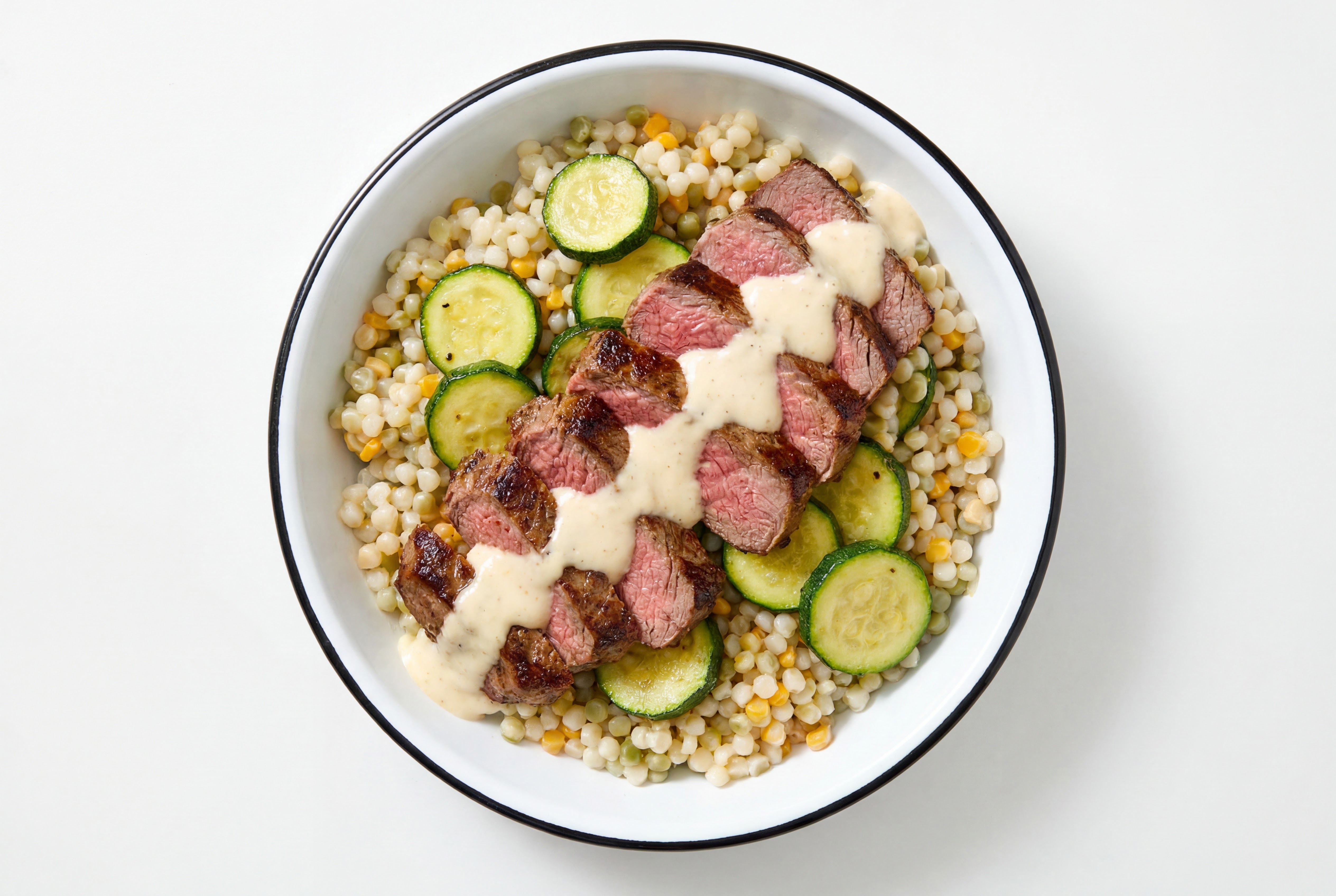 Horseradish Beef Sirloin Steak + Zucchini Couscous