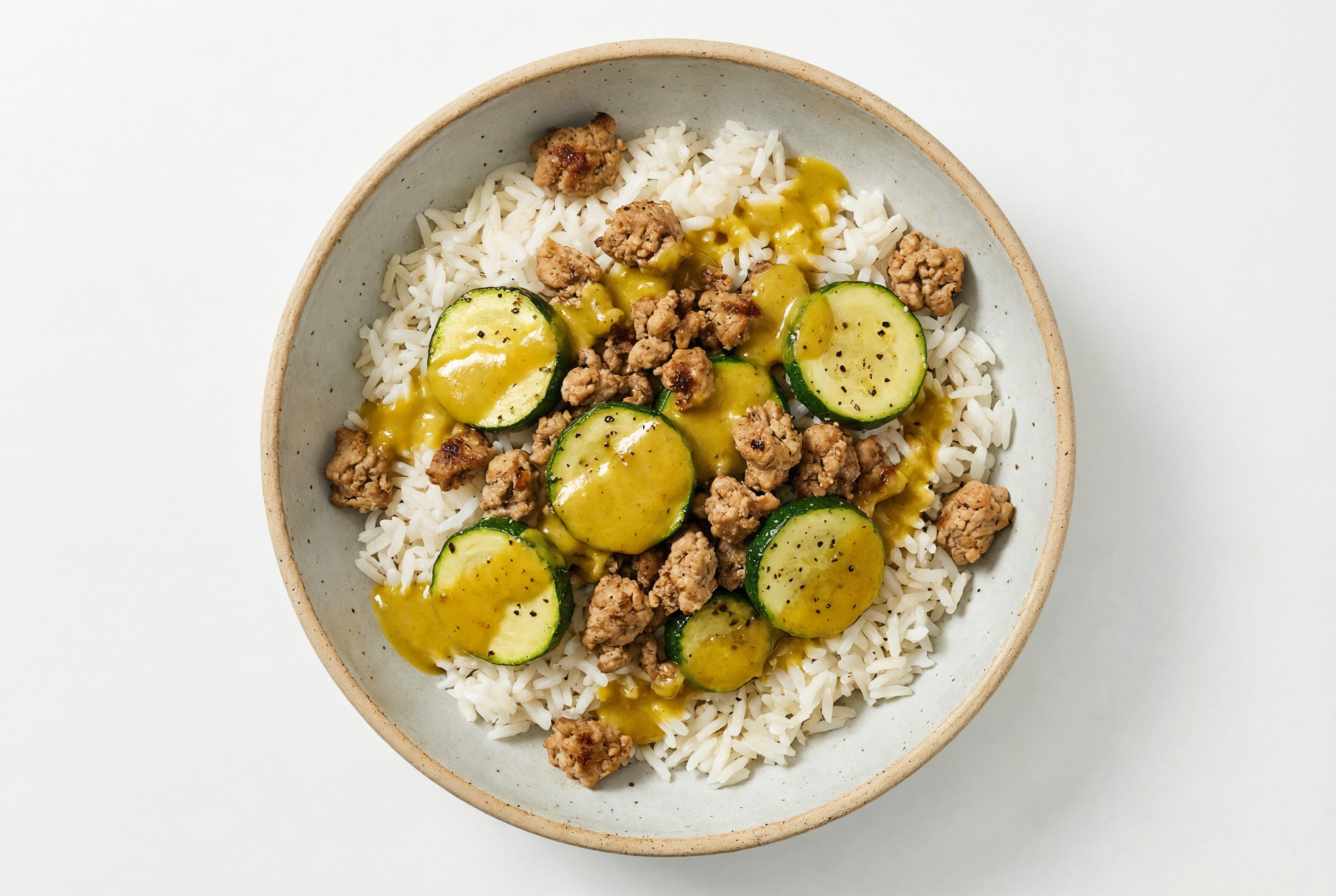 Ground Turkey & Zucchini Grain Bowl with Coconut Curry