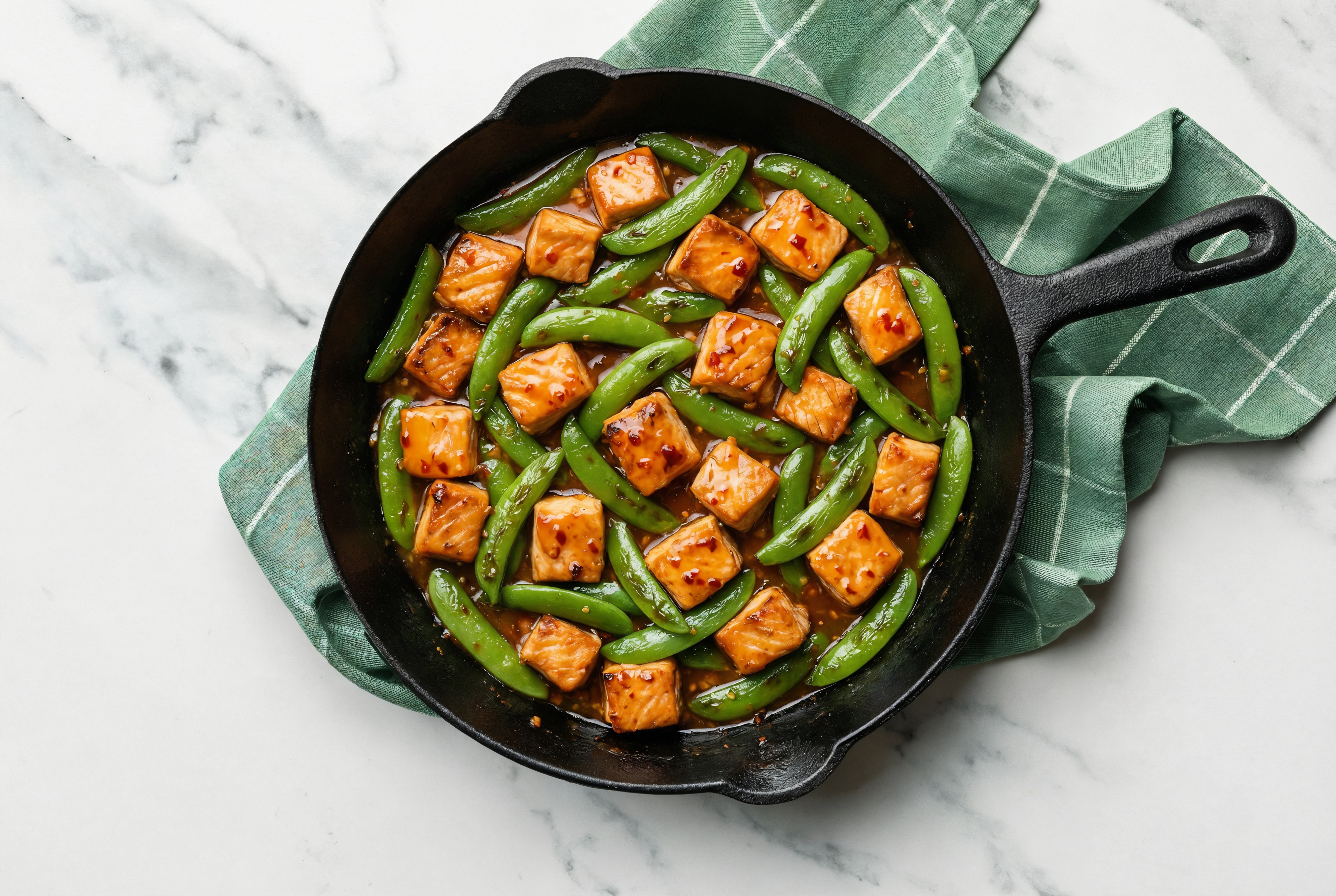Sweet Chili Sockeye Salmon Stir-Fry with Snap Peas